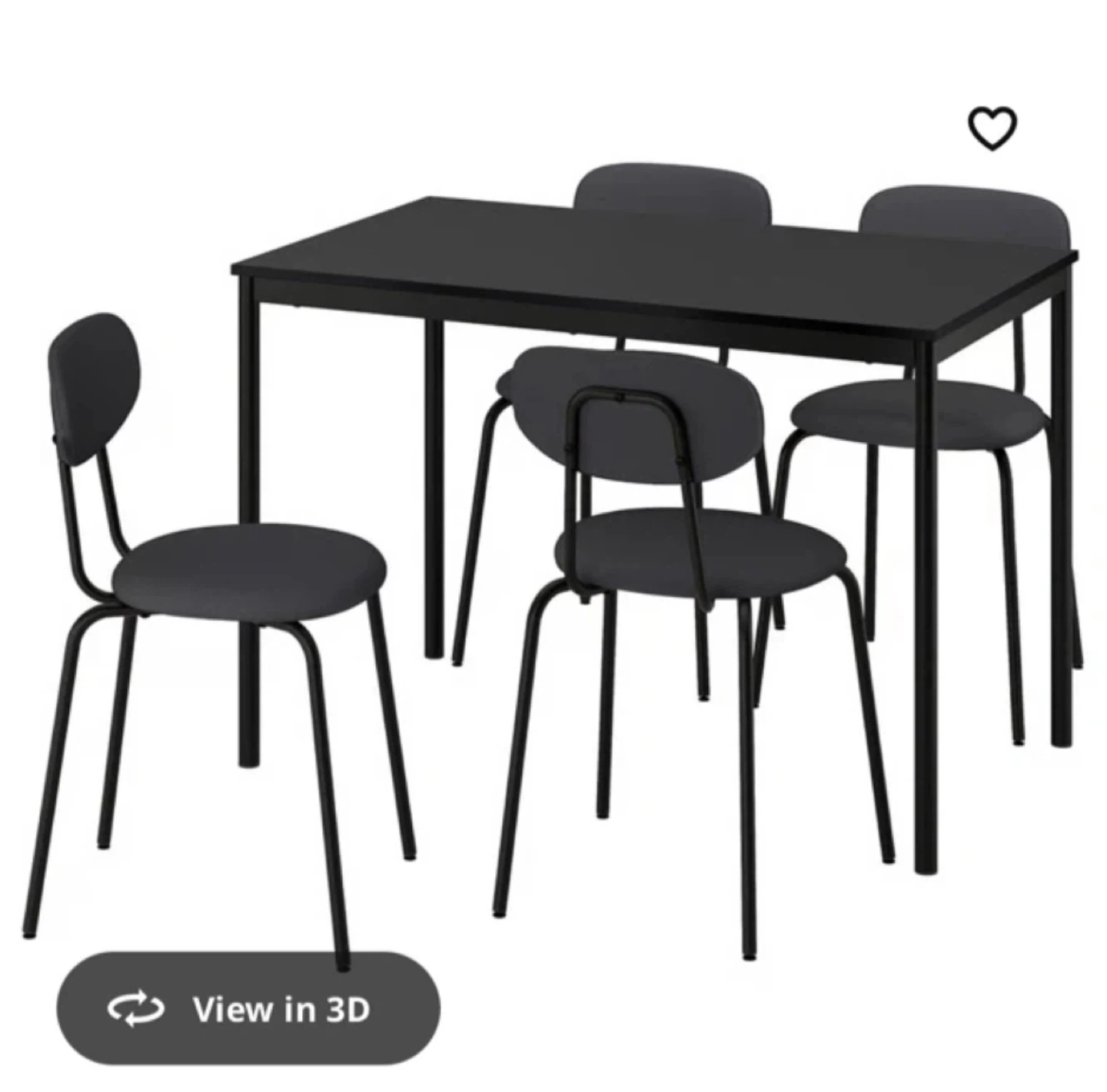 IKEA Black Dining Table Set with 2 Chairs