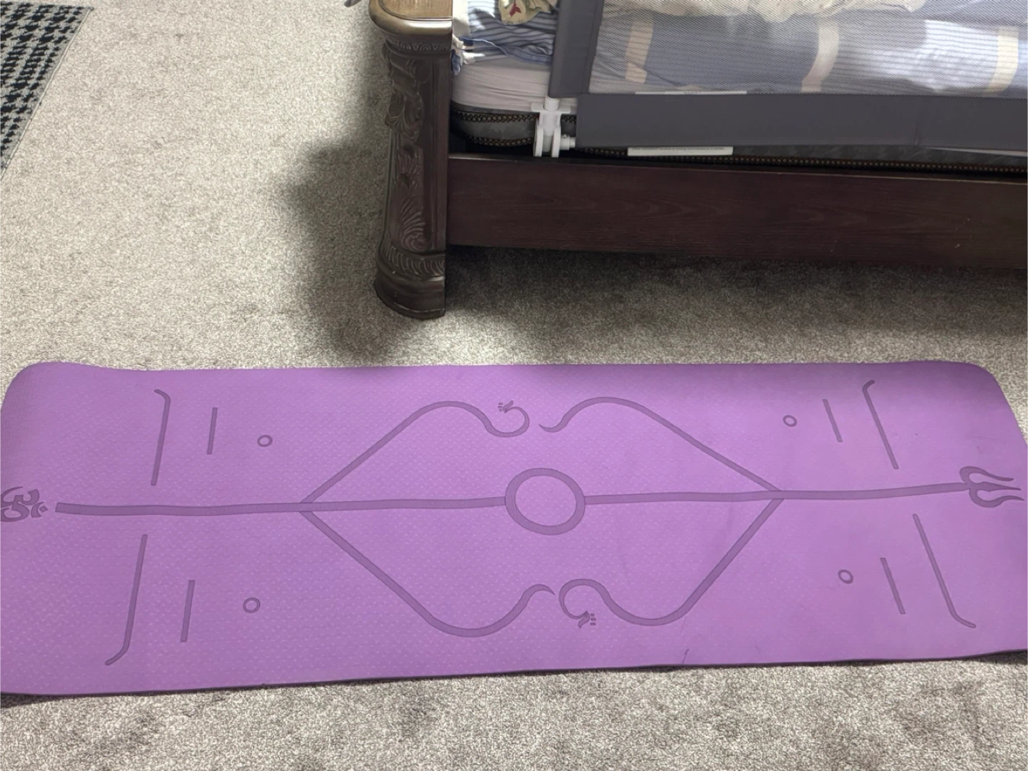 Purple Yoga Mat with Alignment Lines