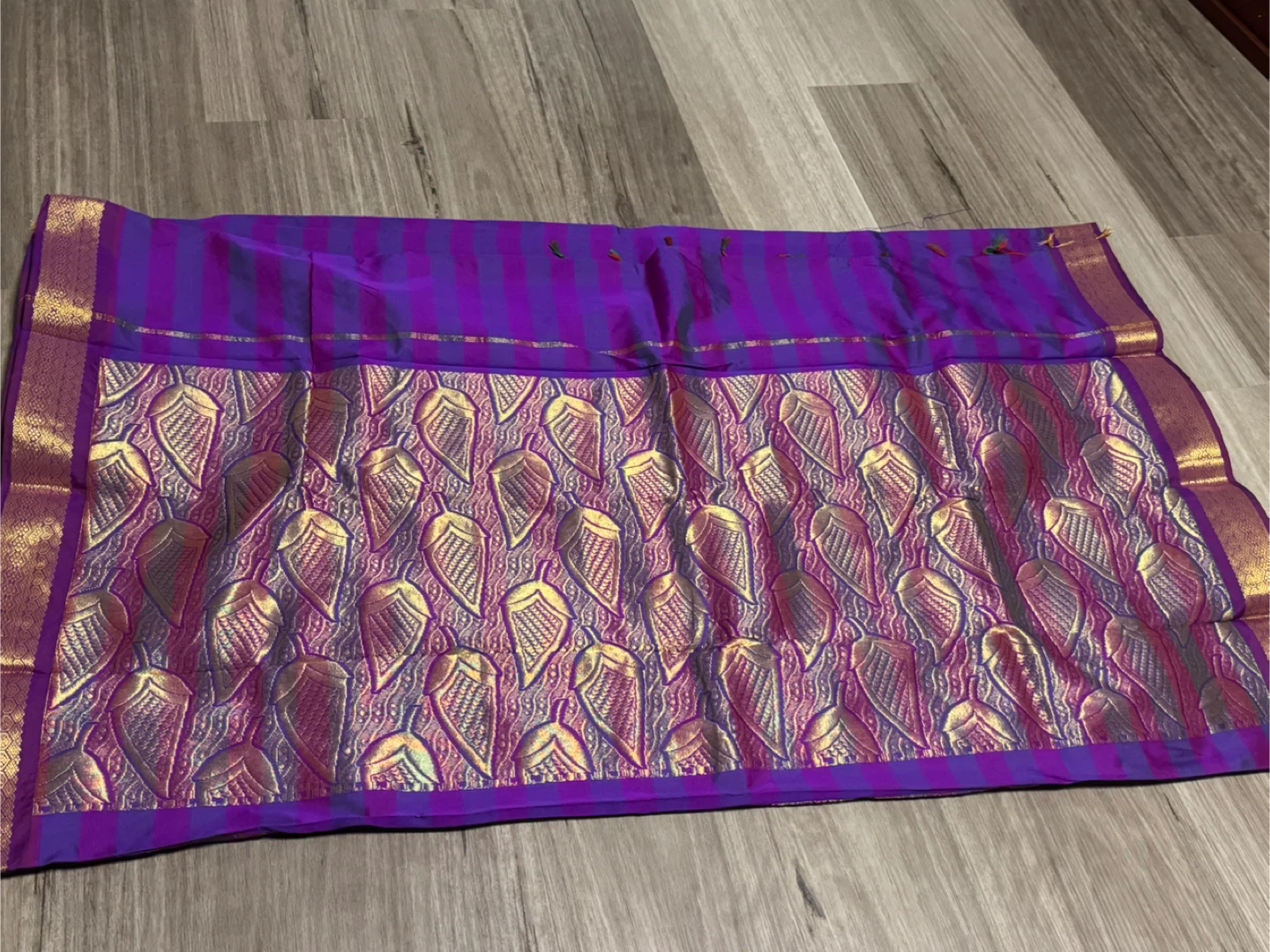 Purple and Gold Saree - photo 2