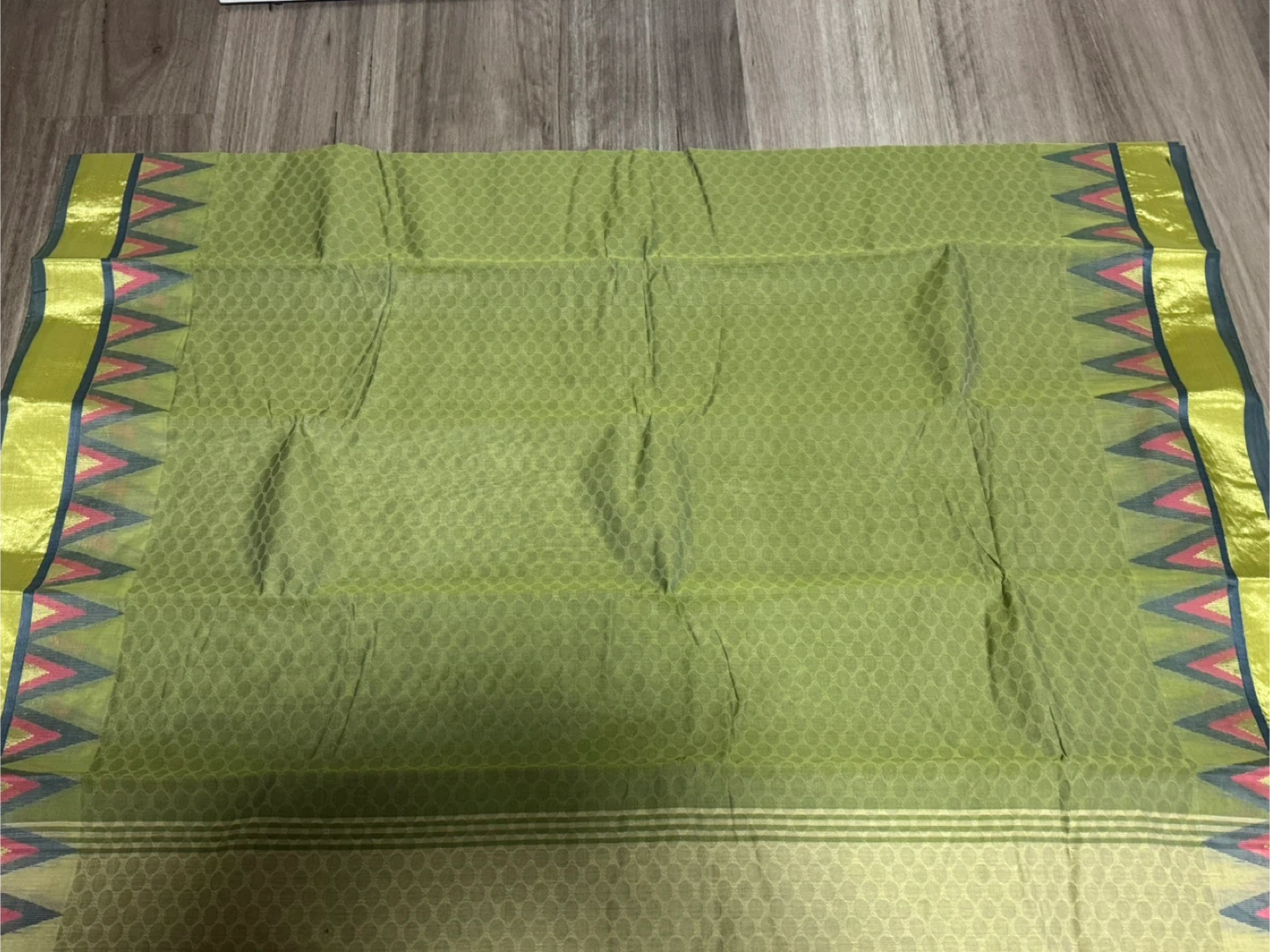 Green Saree with Embellished Border