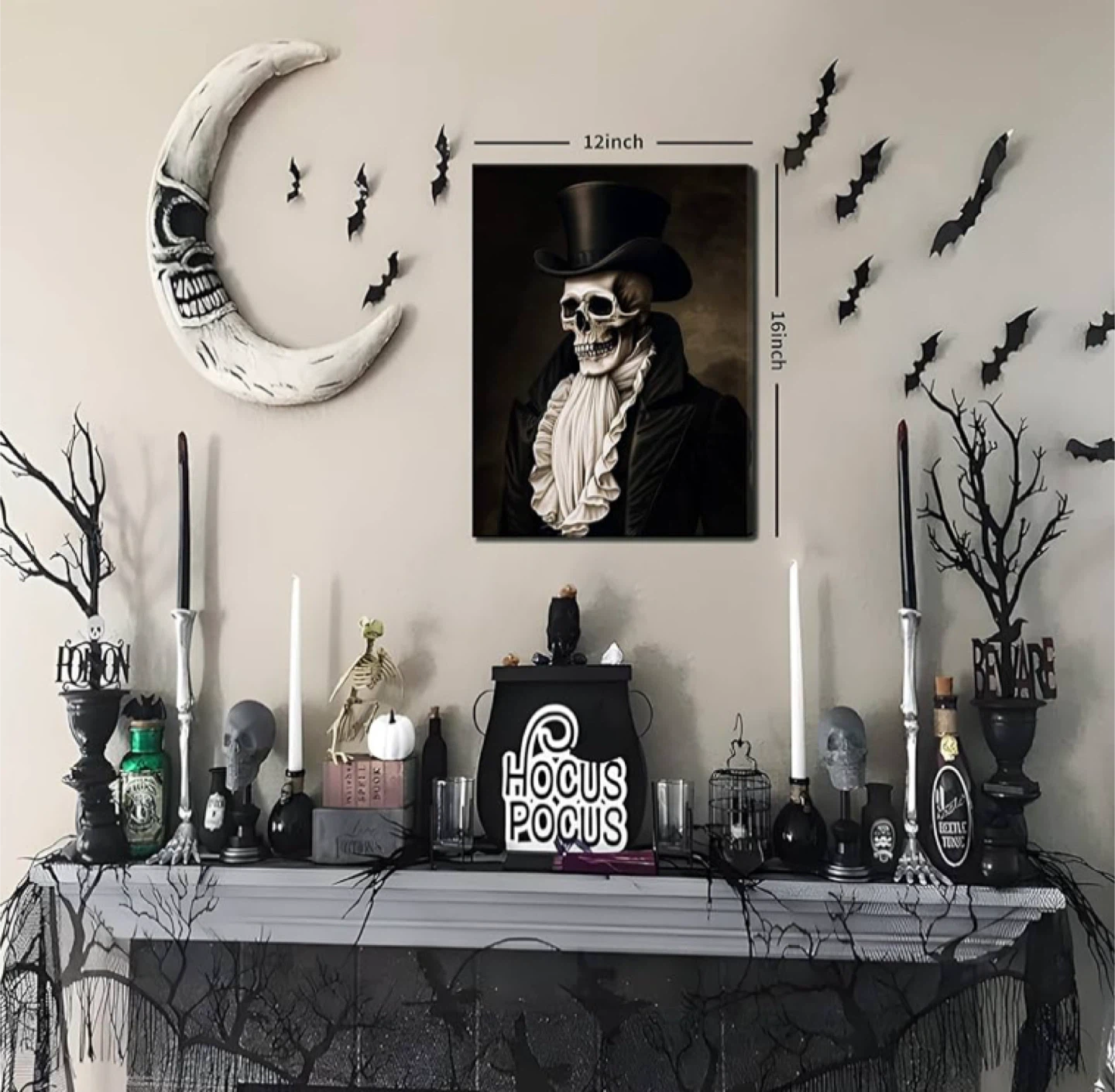Gothic Skeleton & Butterfly Canvas Wall Art Set - photo 4