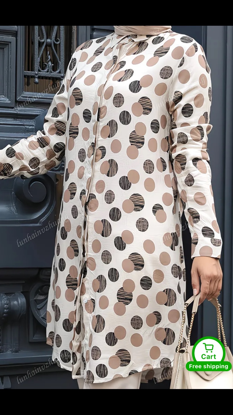 Polka Dot Button-Up Tunic Dress - photo 2