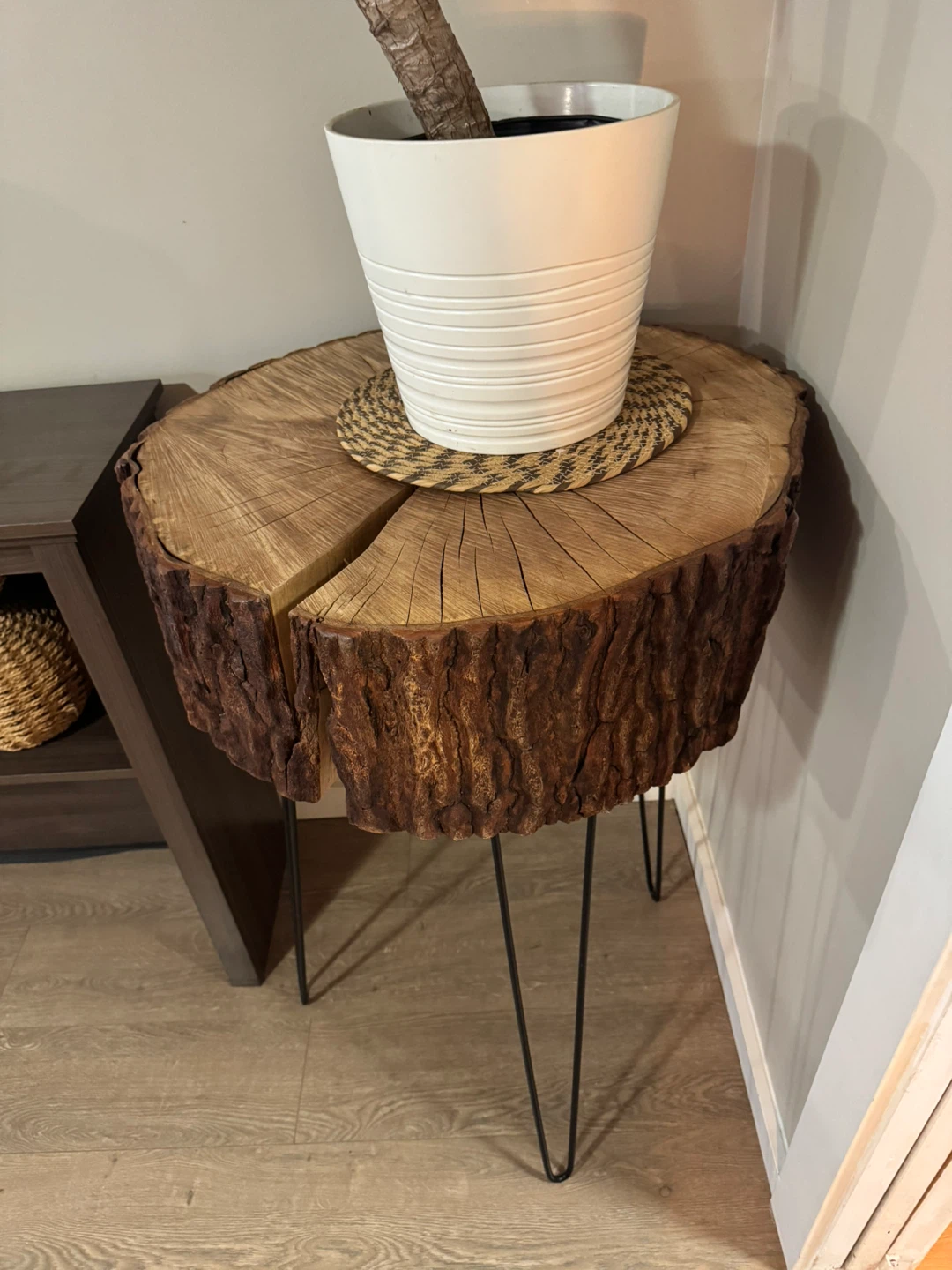 Live Edge Wood Slice Side Table with Hairpin Legs - photo 2