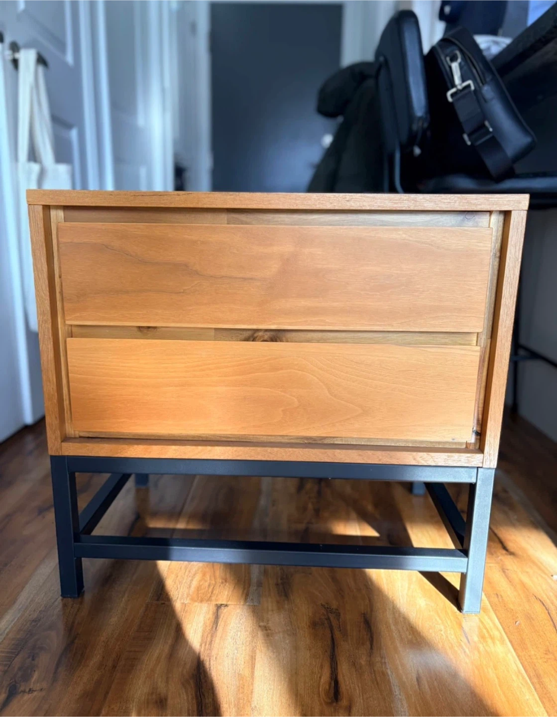 Wooden Nightstand with Two Drawers