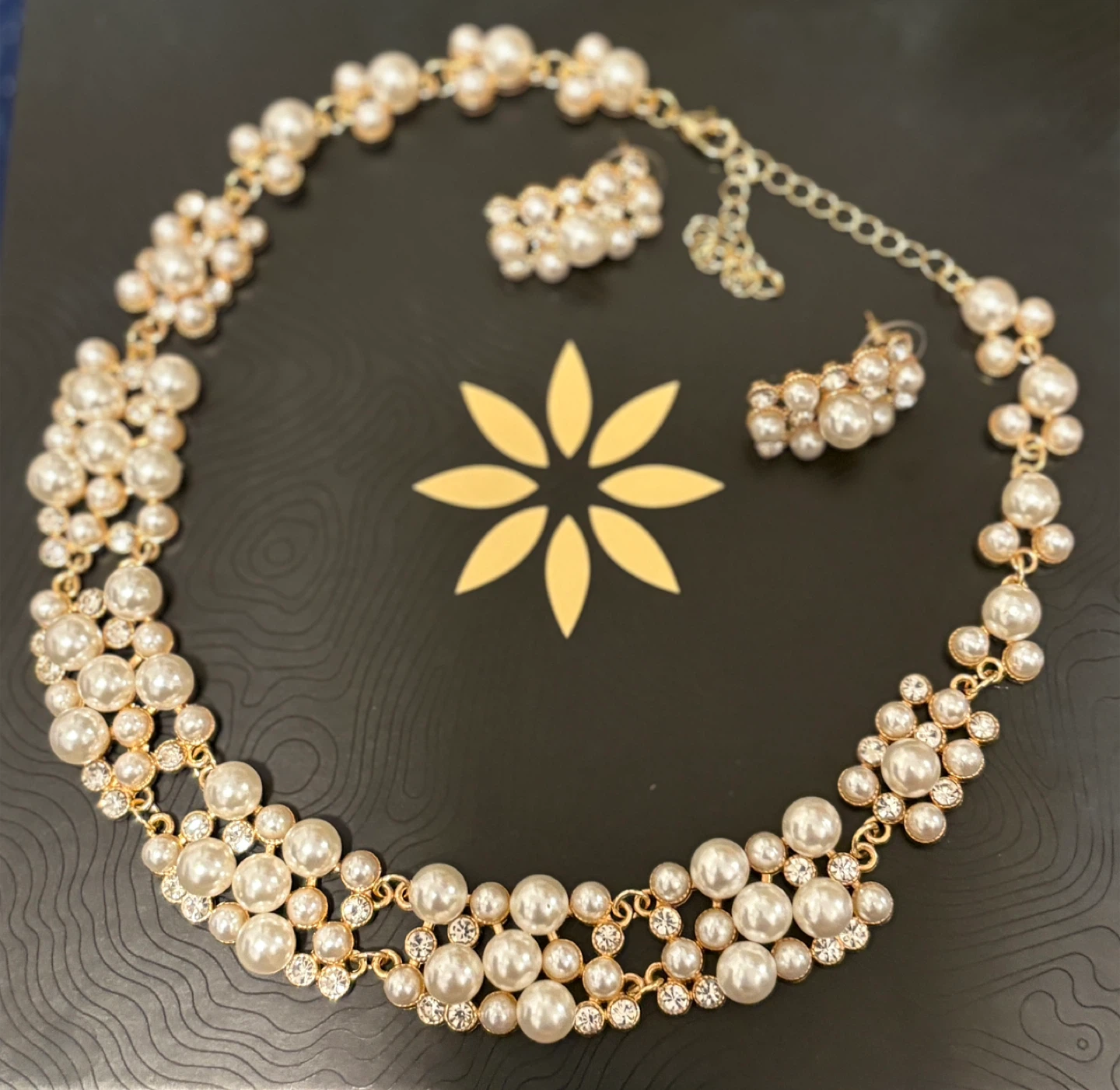 Pearl and Rhinestone Necklace and Earring Set - photo 4