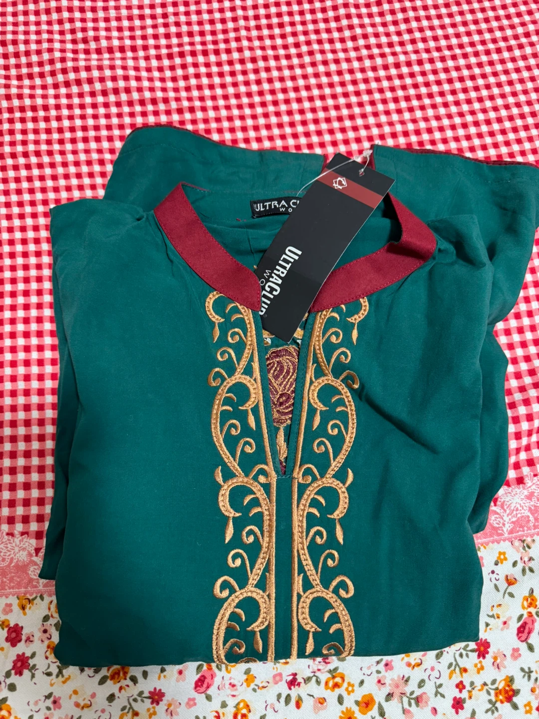 ULTRA CLUB Embroidered Kurti - Teal Green