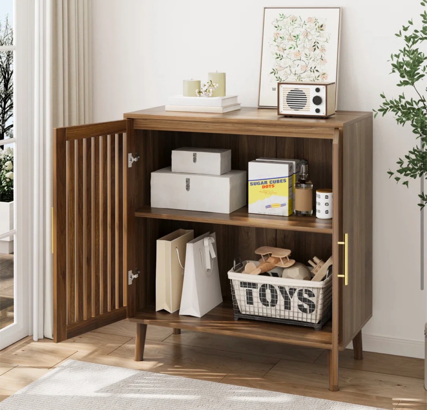 Ophelia & Co. Walnut Storage Sideboard  Louvered Doors - photo 3