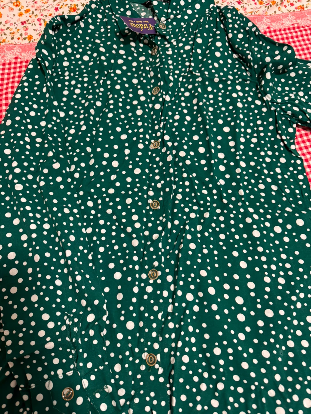 Firdous Green Polka Dot Button-Up Shirt - photo 2