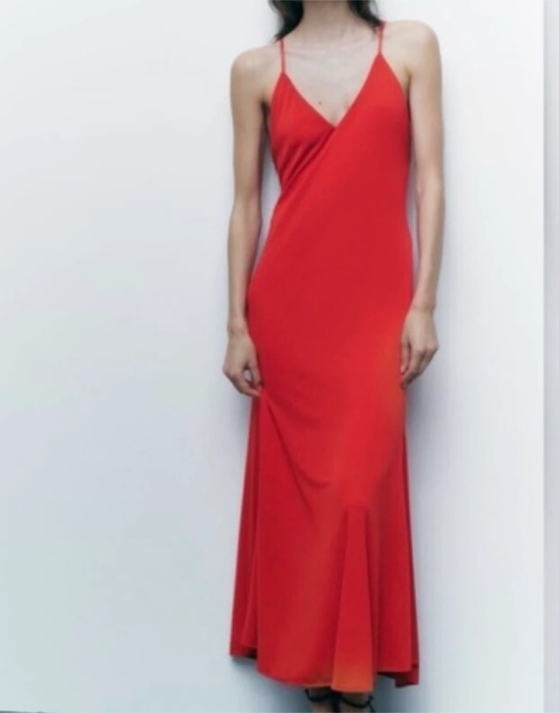 Red Slip Maxi Dress with Spaghetti Straps