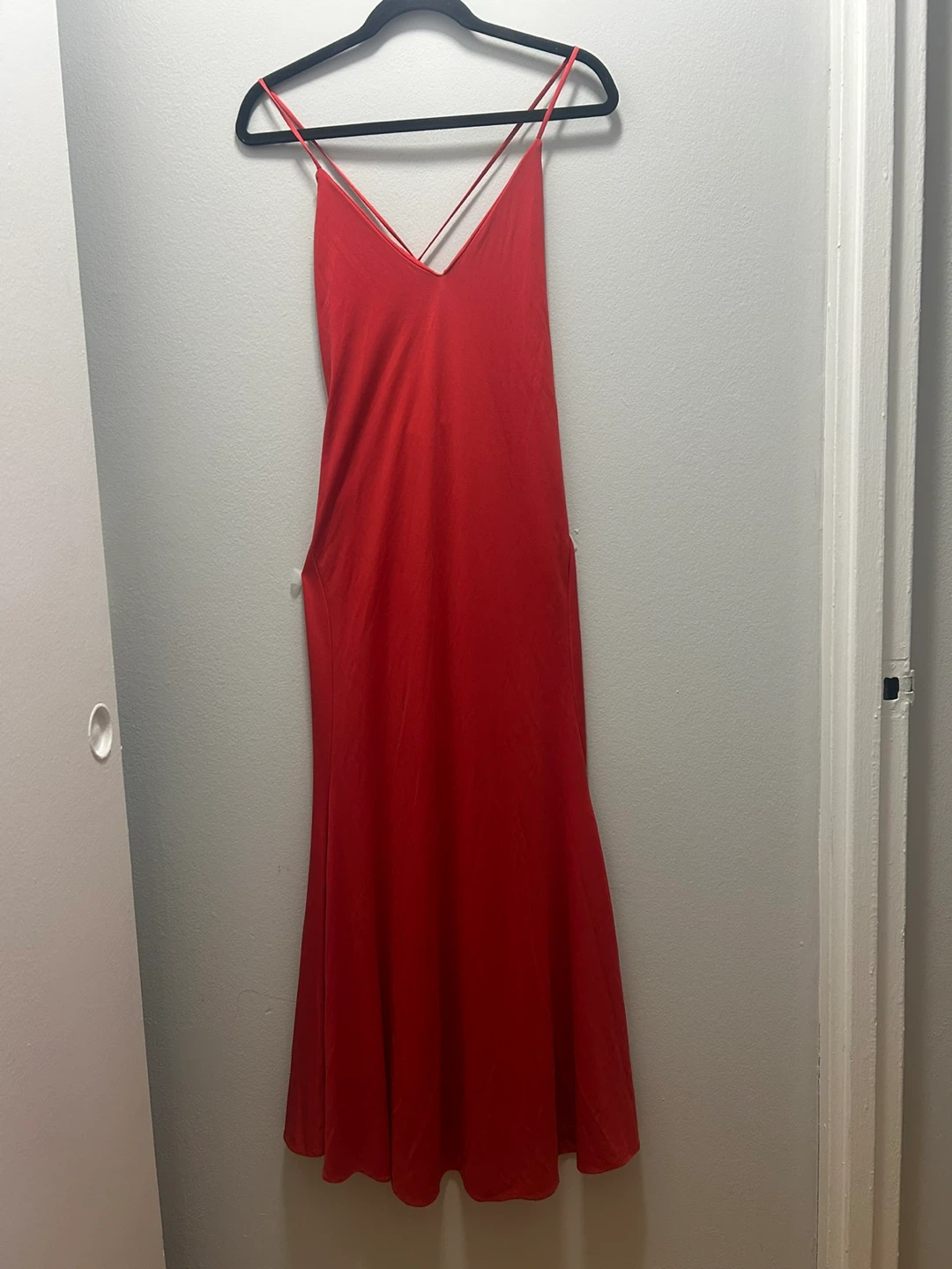 Red Slip Maxi Dress with Spaghetti Straps - photo 5