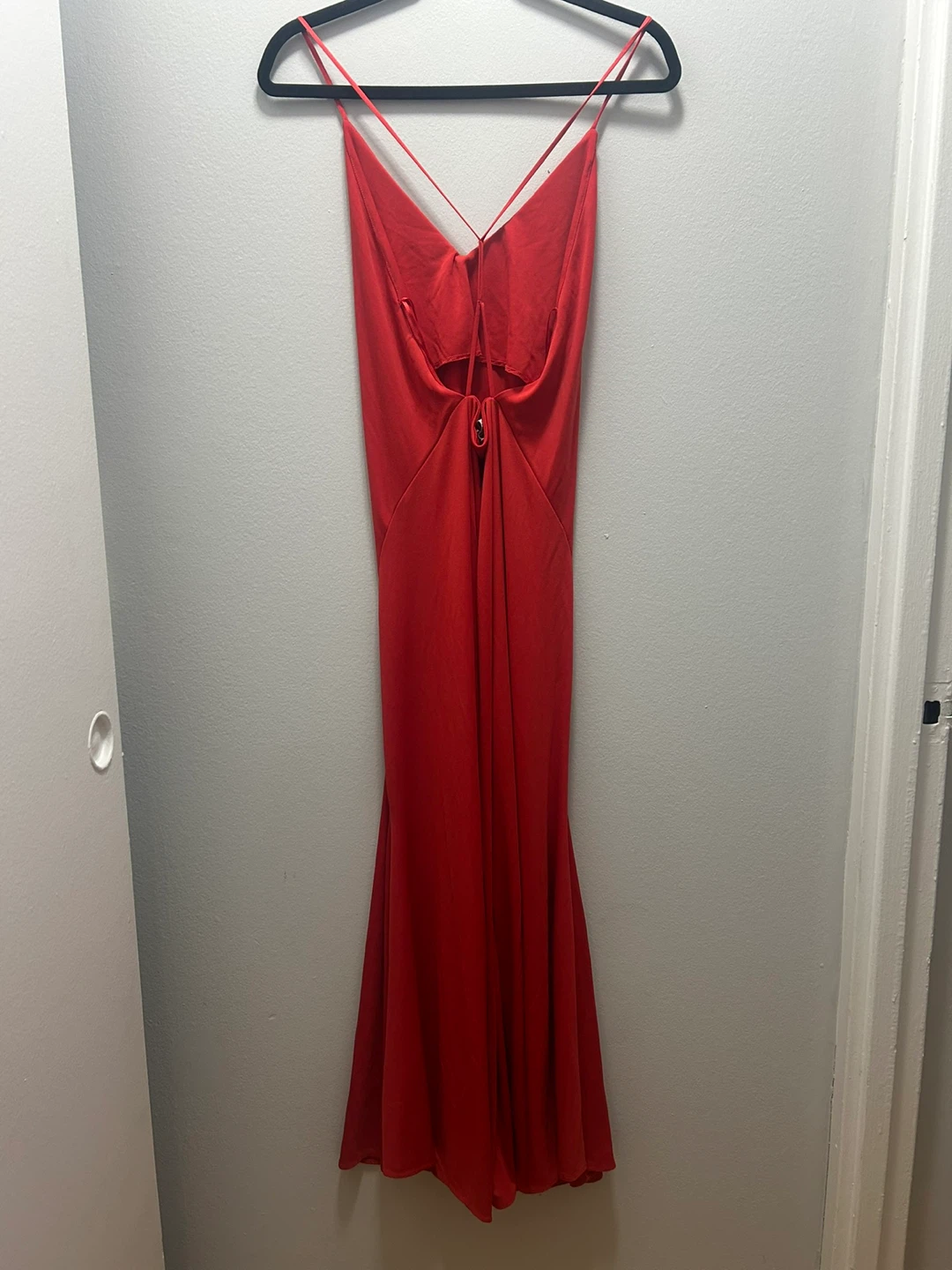 Red Slip Maxi Dress with Spaghetti Straps - photo 4