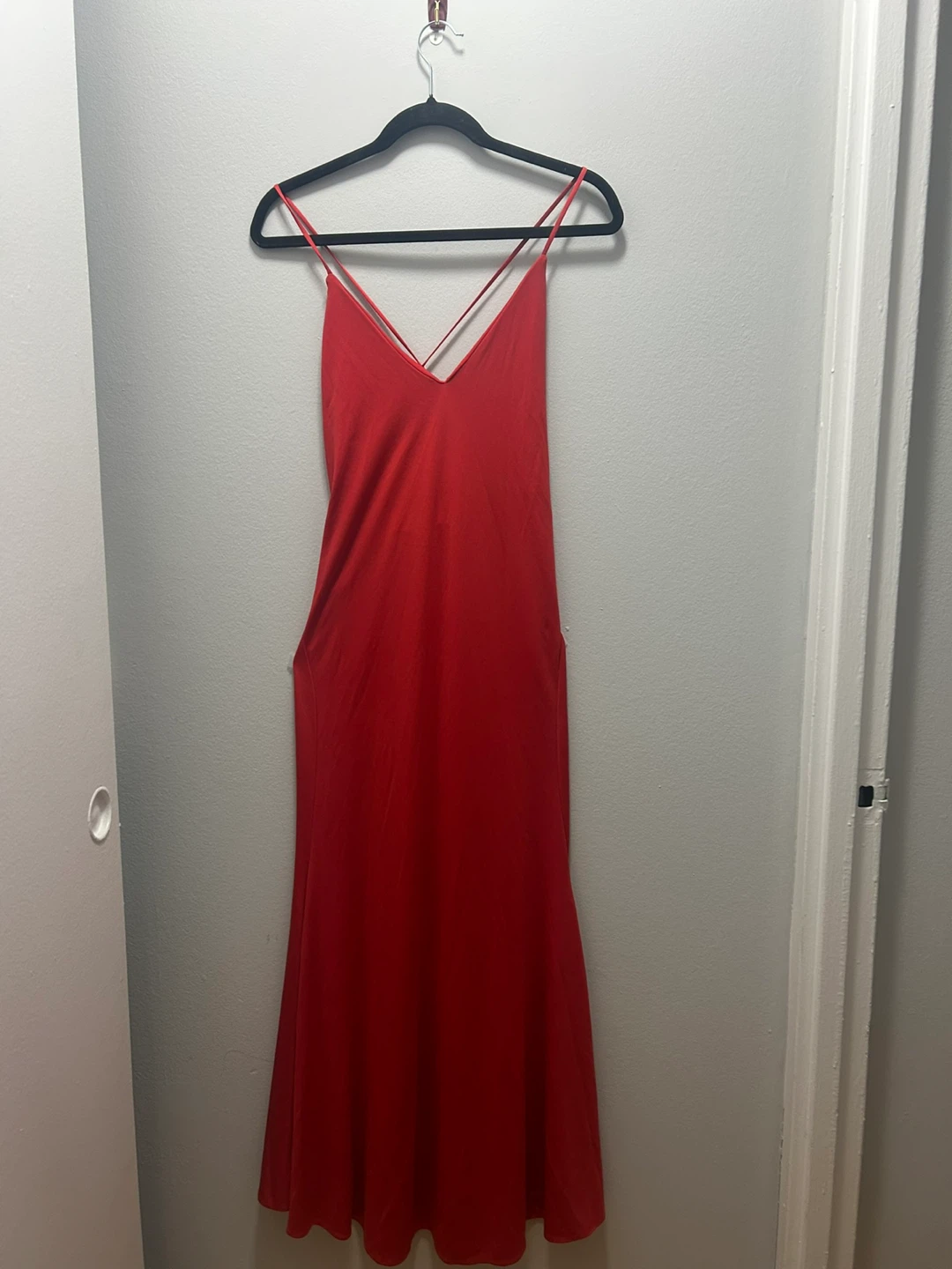 Red Slip Maxi Dress with Spaghetti Straps - photo 3