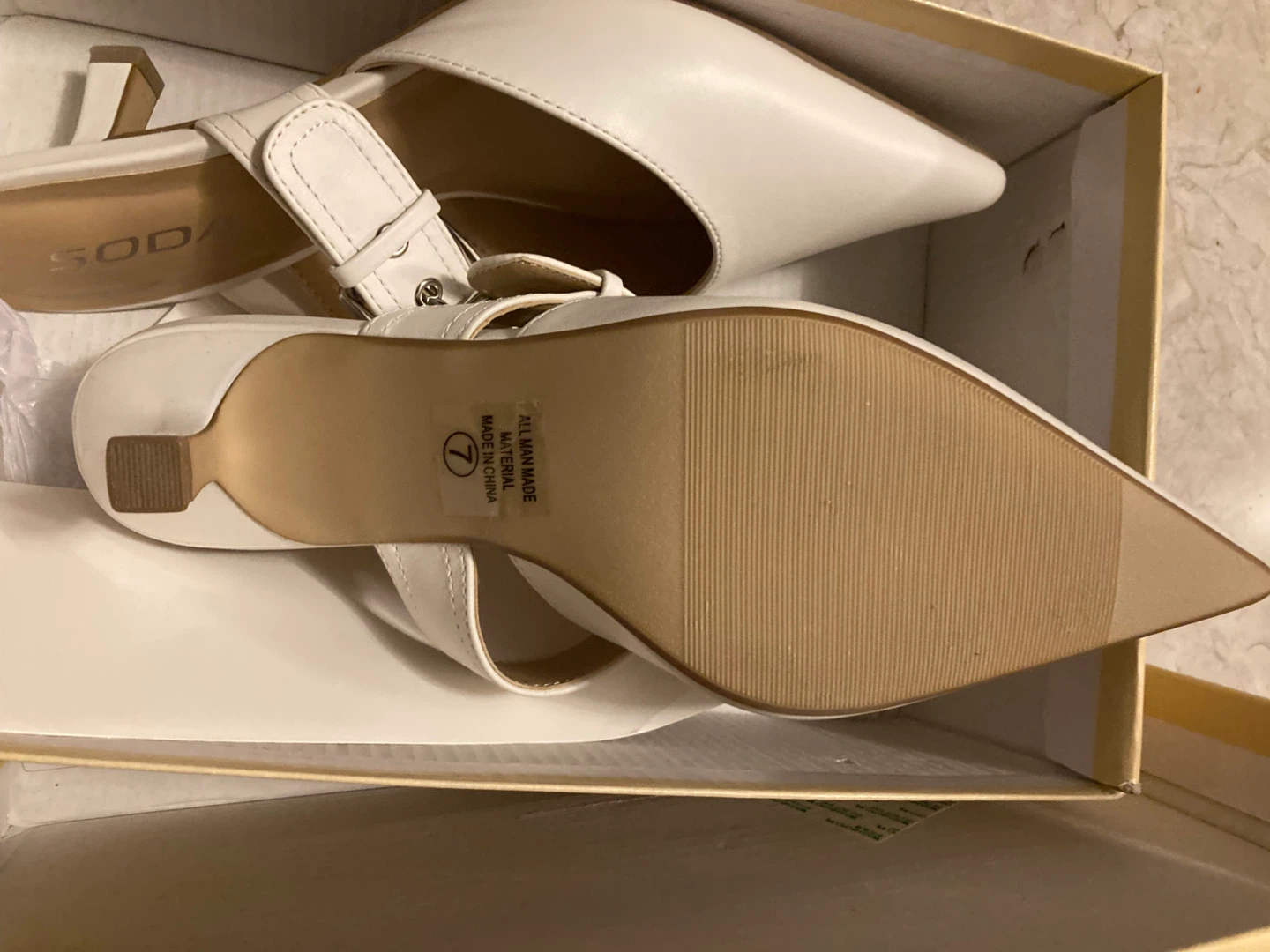 Soda Women's White Pointed🧡 Toe Mules - Size 7 - photo 5