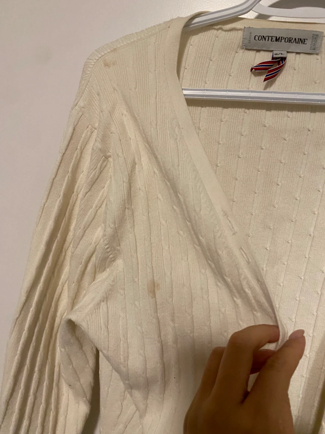Contemporaine Cream Cable Knit Cardigan - L - photo 2