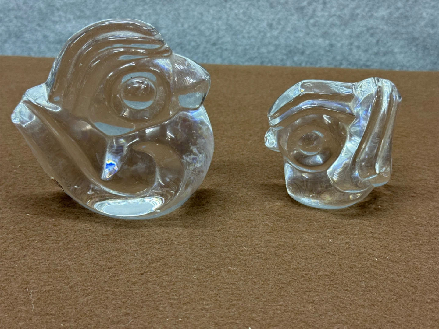 Orrefors Sweden Crystal Birds Sculpture Signed Art Glass Pair