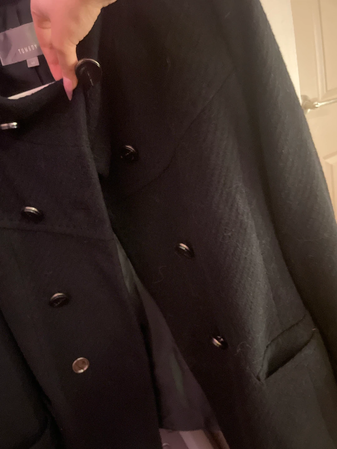 STUDIO TOMBOY Angora Wool Double-Breasted Coat - Black - photo 3