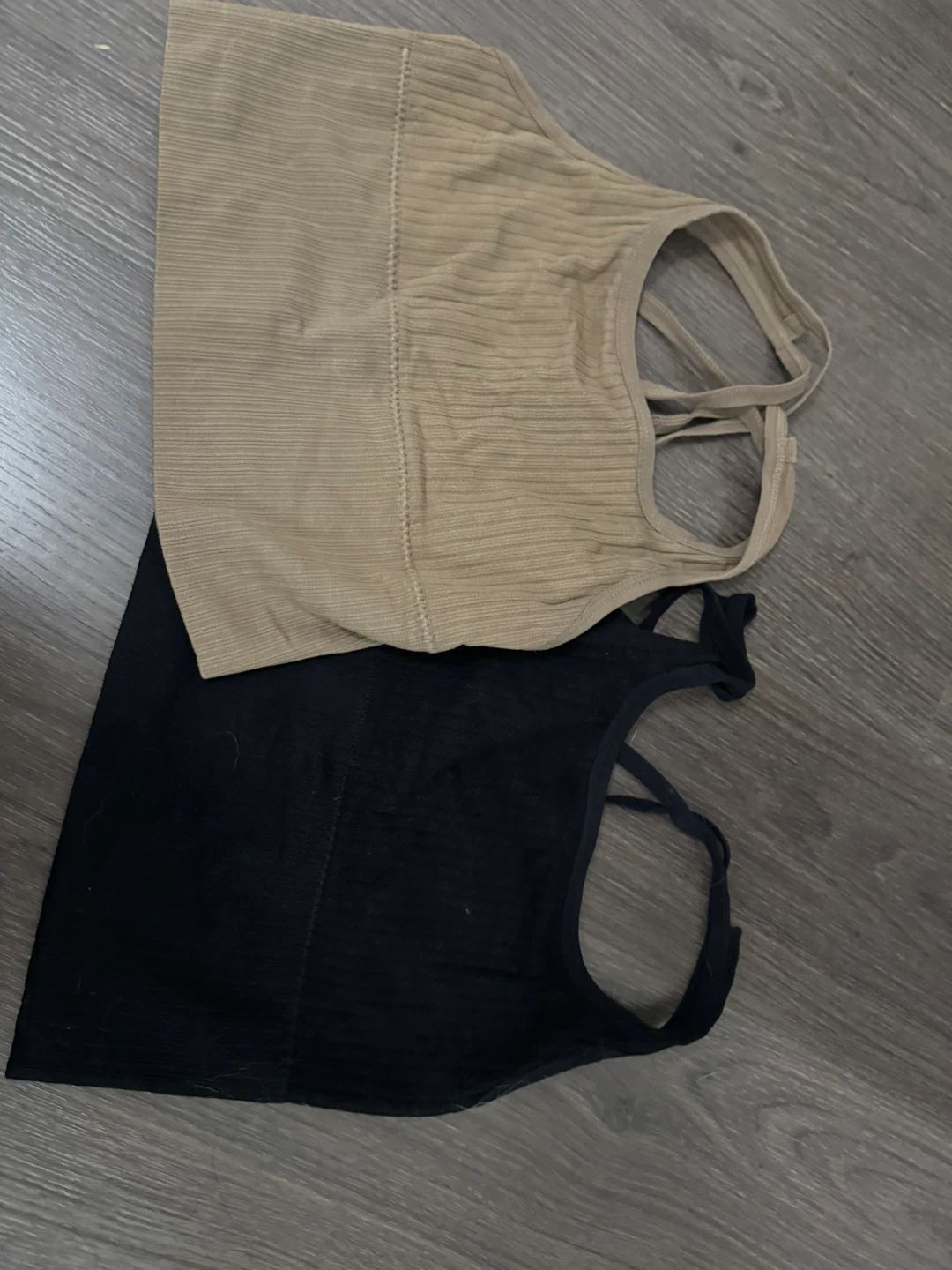 (XS)2-Pack Ribbed Camisole Tops - Black & Tan - photo 2