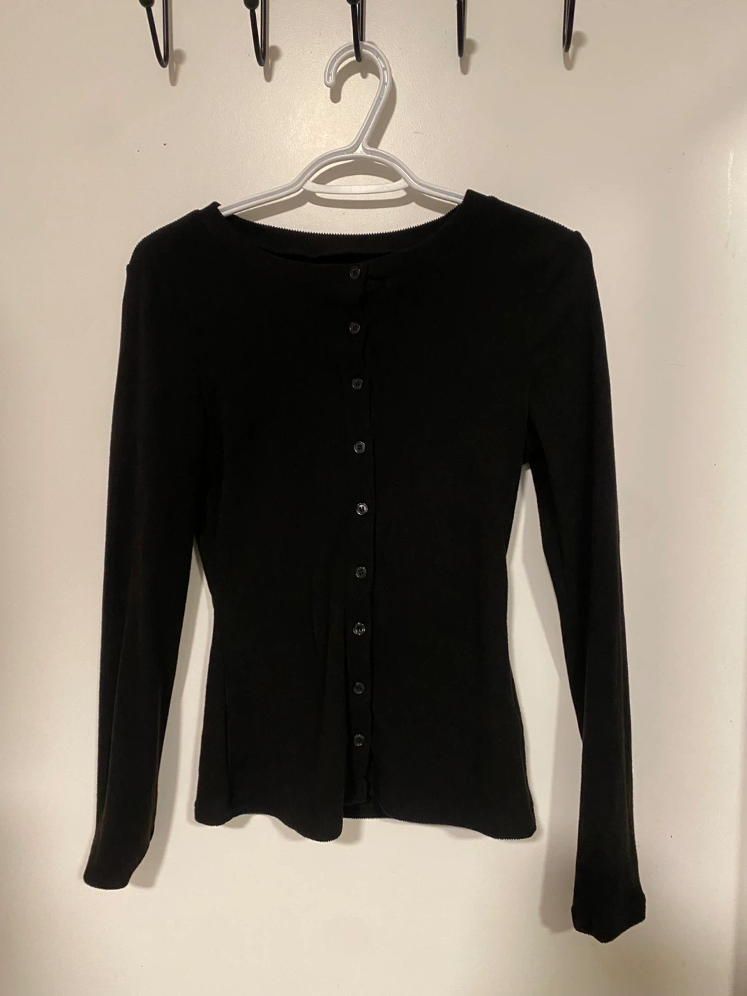 Black Long Sleeve Button Up Cardigan - L