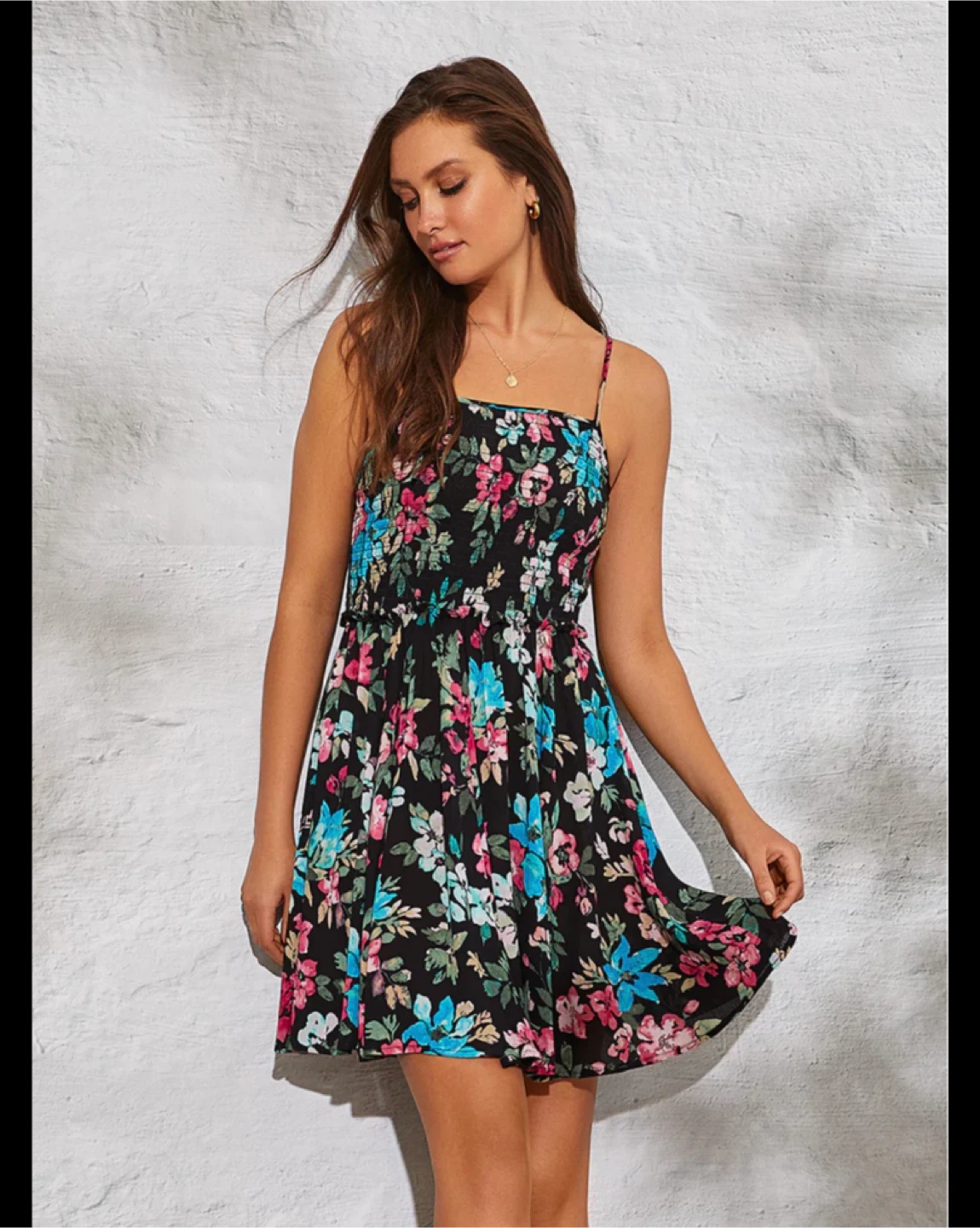 Floral Print Spaghetti Strap Fit & Flare Dress