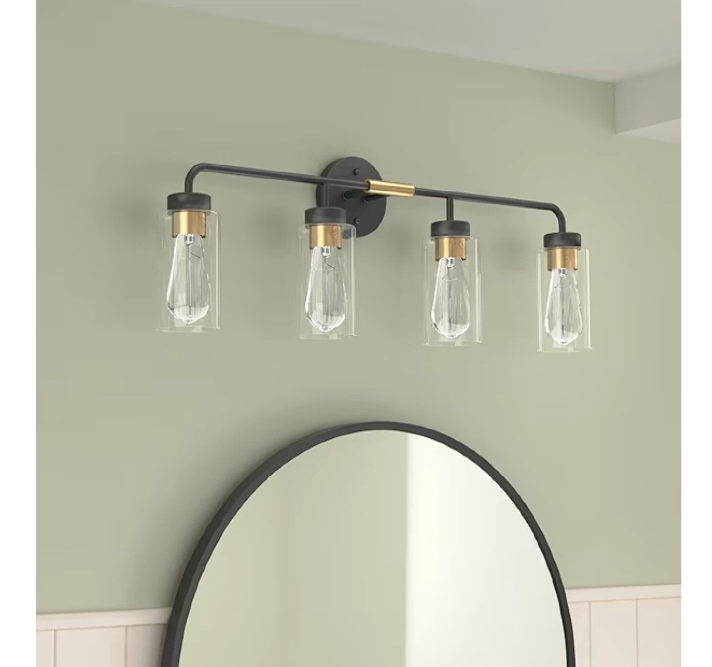 4-Light Black Vanity Light with Gold Accents