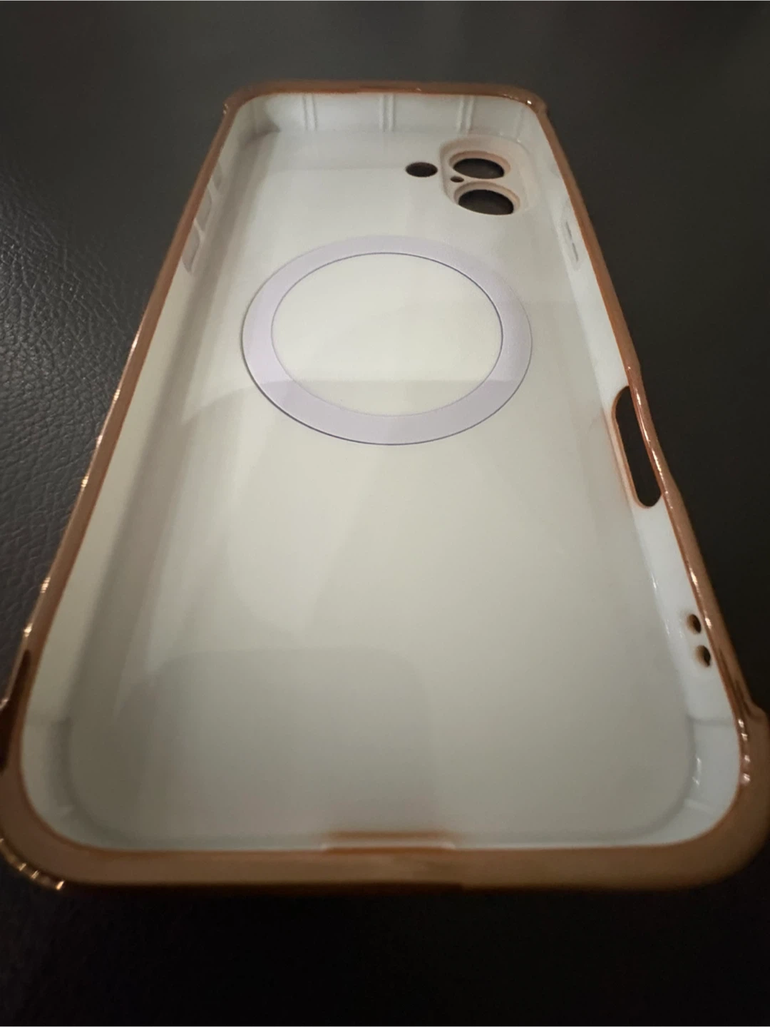 White iPhone Case with Rose Gold Trim and Heart Design - photo 3