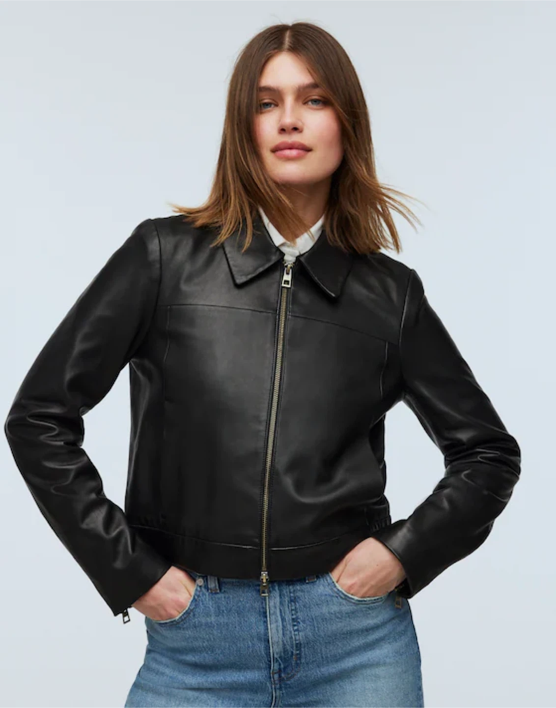 Madewell Black Leather Cropped Jacket - photo 2