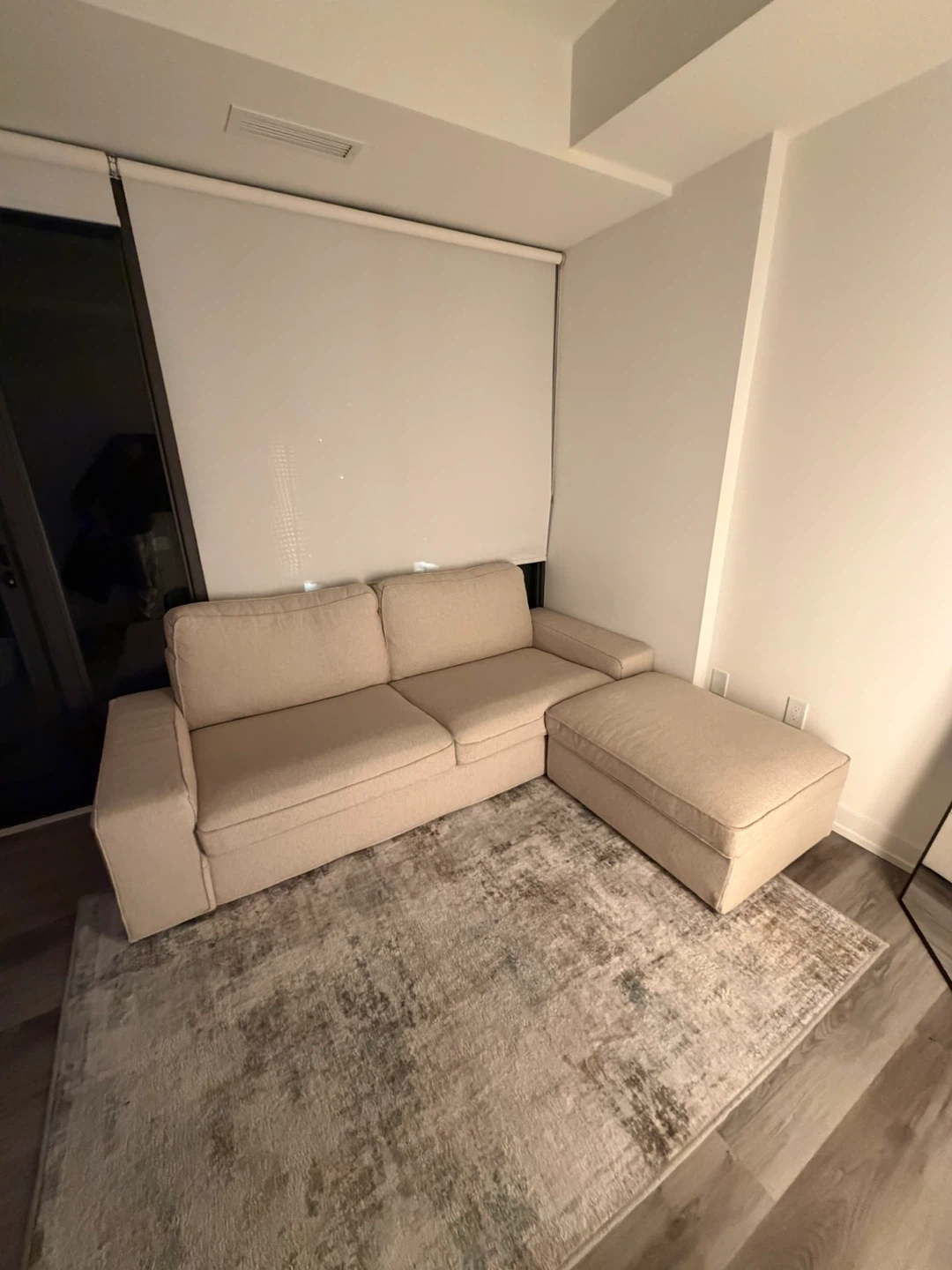 Beige Sectional Sofa with Ottoman