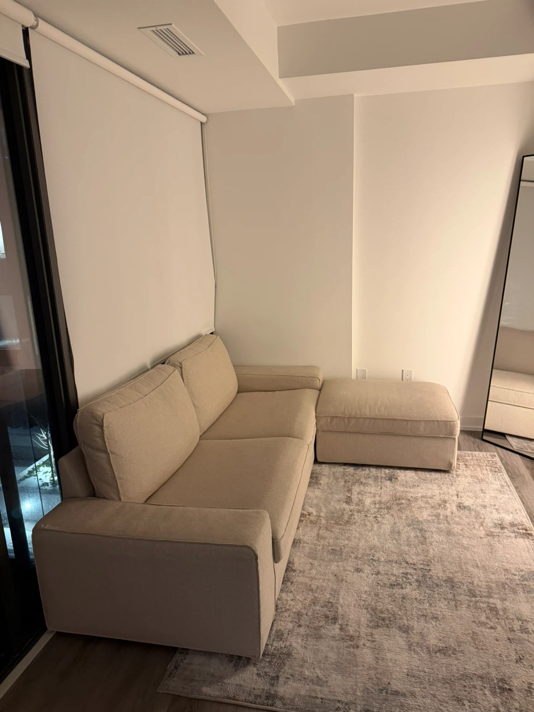 Beige Sectional Sofa with Ottoman - photo 3