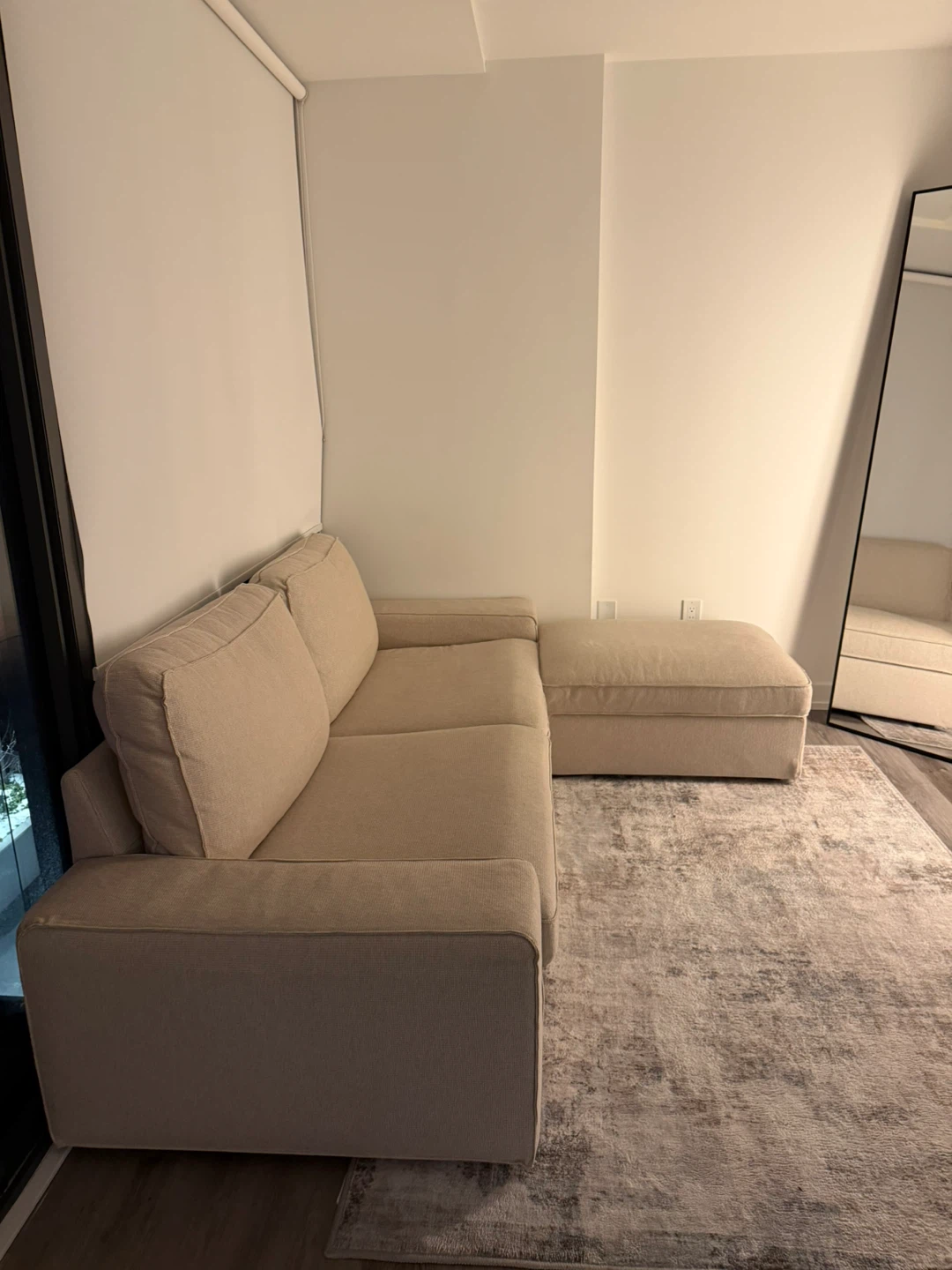 Beige Sectional Sofa with Ottoman - photo 2