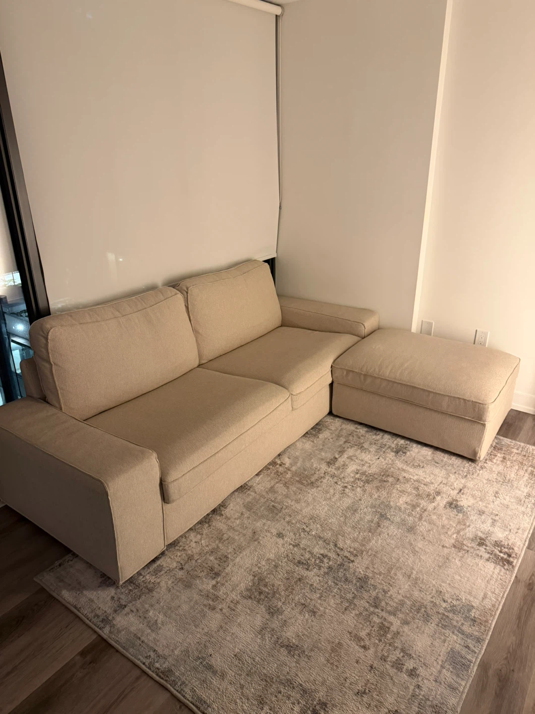 Beige Sectional Sofa with Ottoman - photo 4