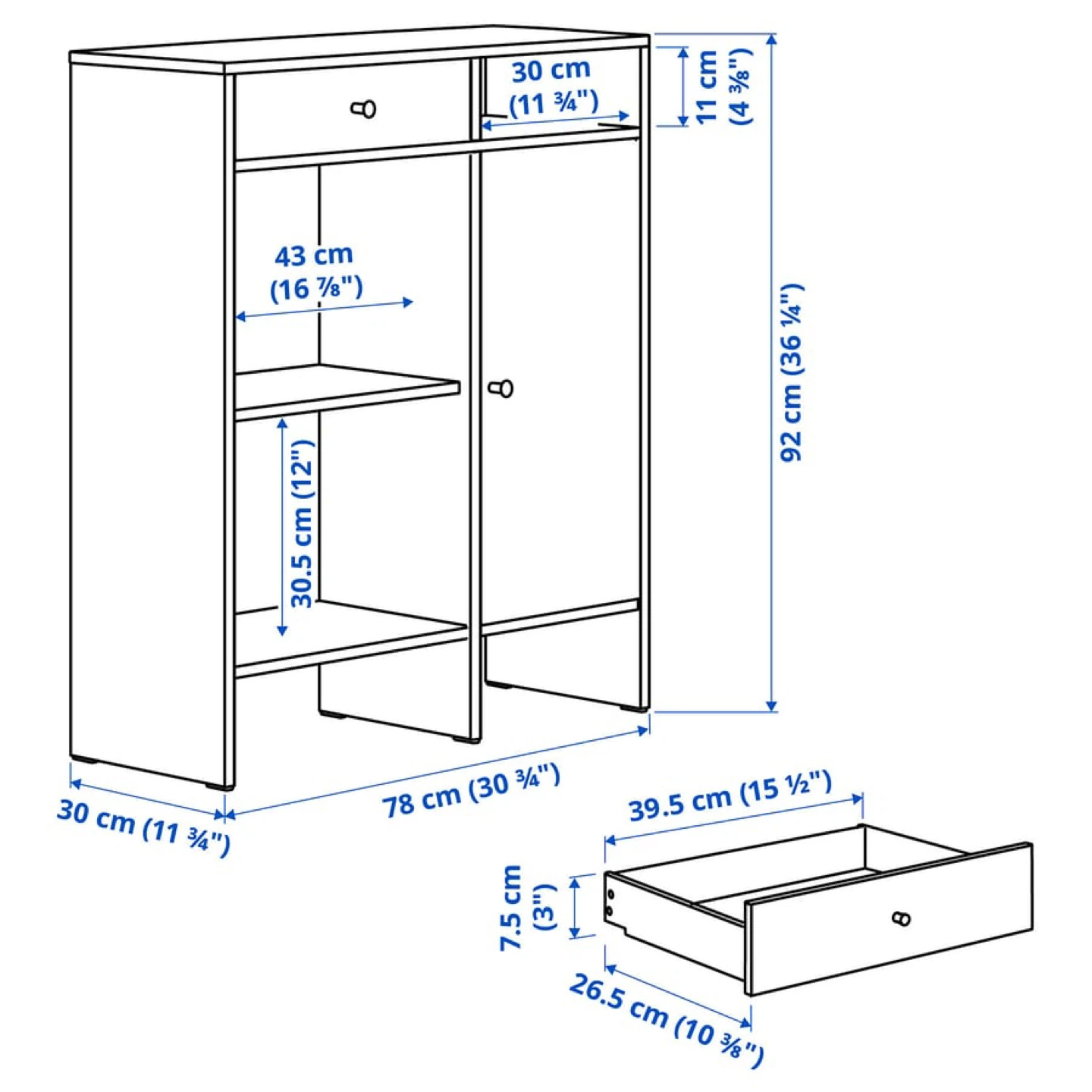 White Storage Cabinet with Drawer and Door - photo 3