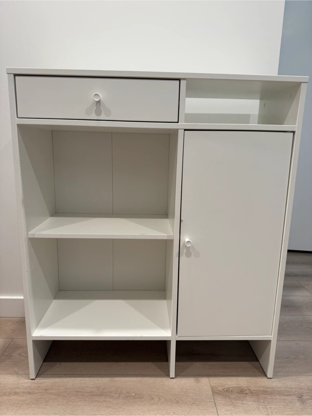 White Storage Cabinet with Drawer and Door - photo 2