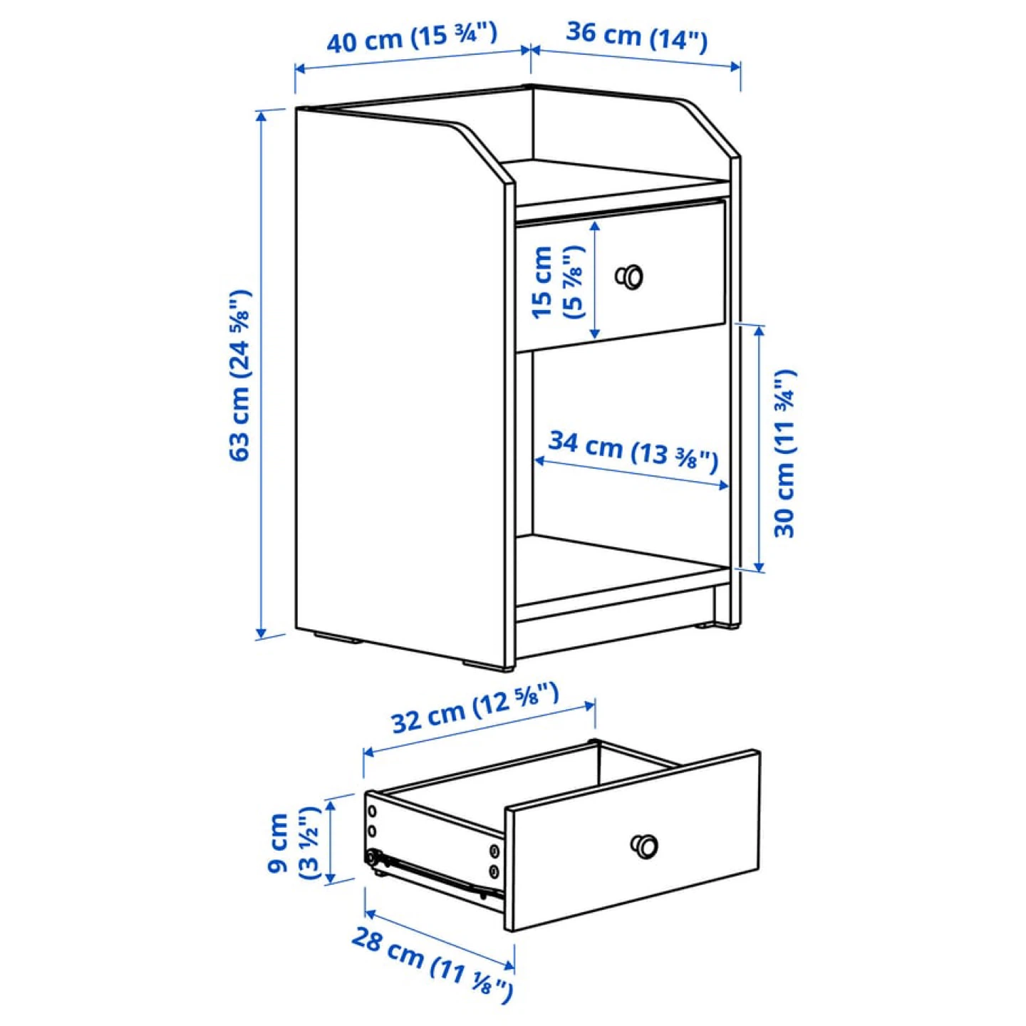 Two White Nightstand with Drawer and Storage Bin - photo 3