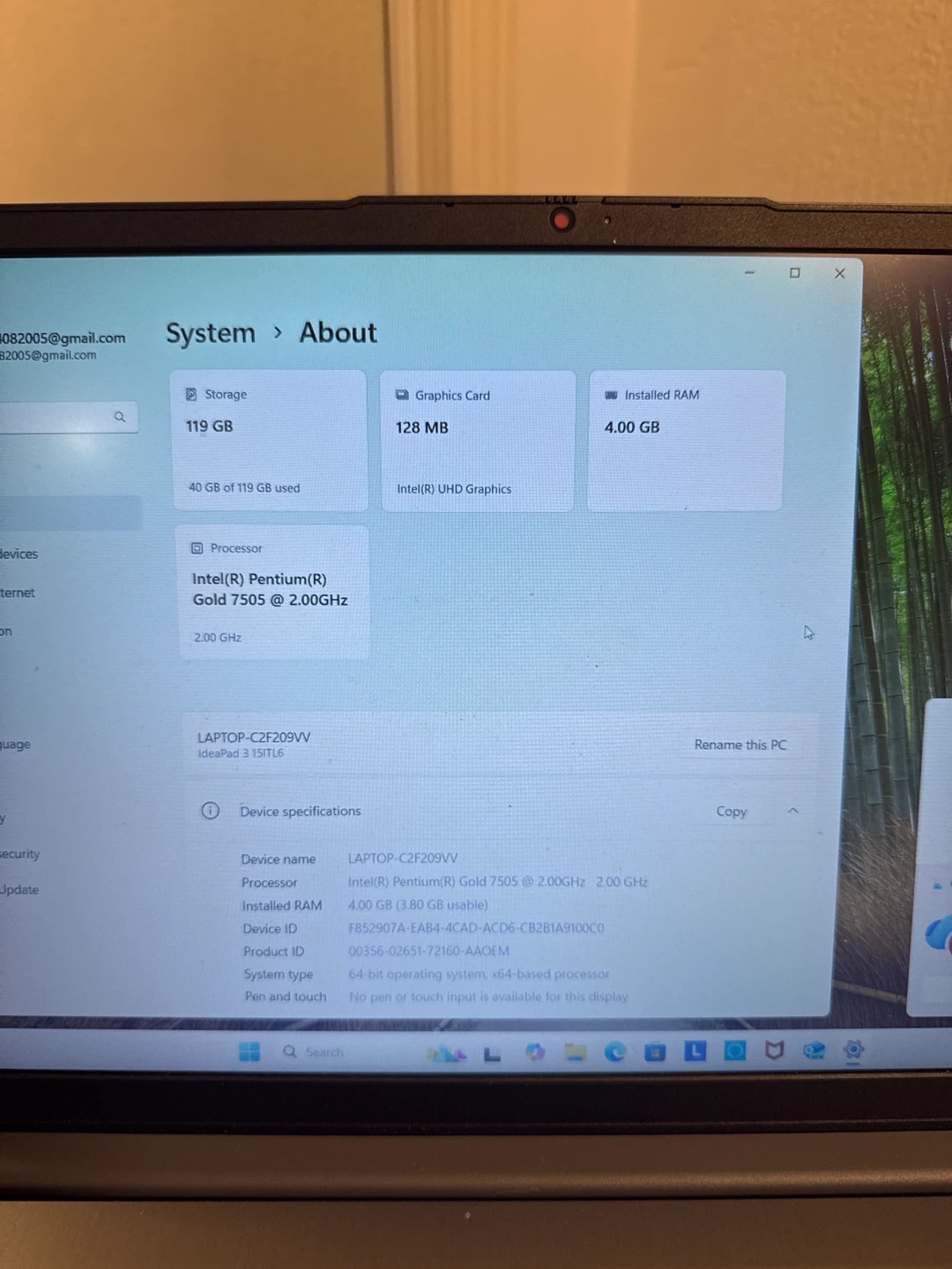 Lenovo Laptop Intel Pentium Gold 7505 - photo 2