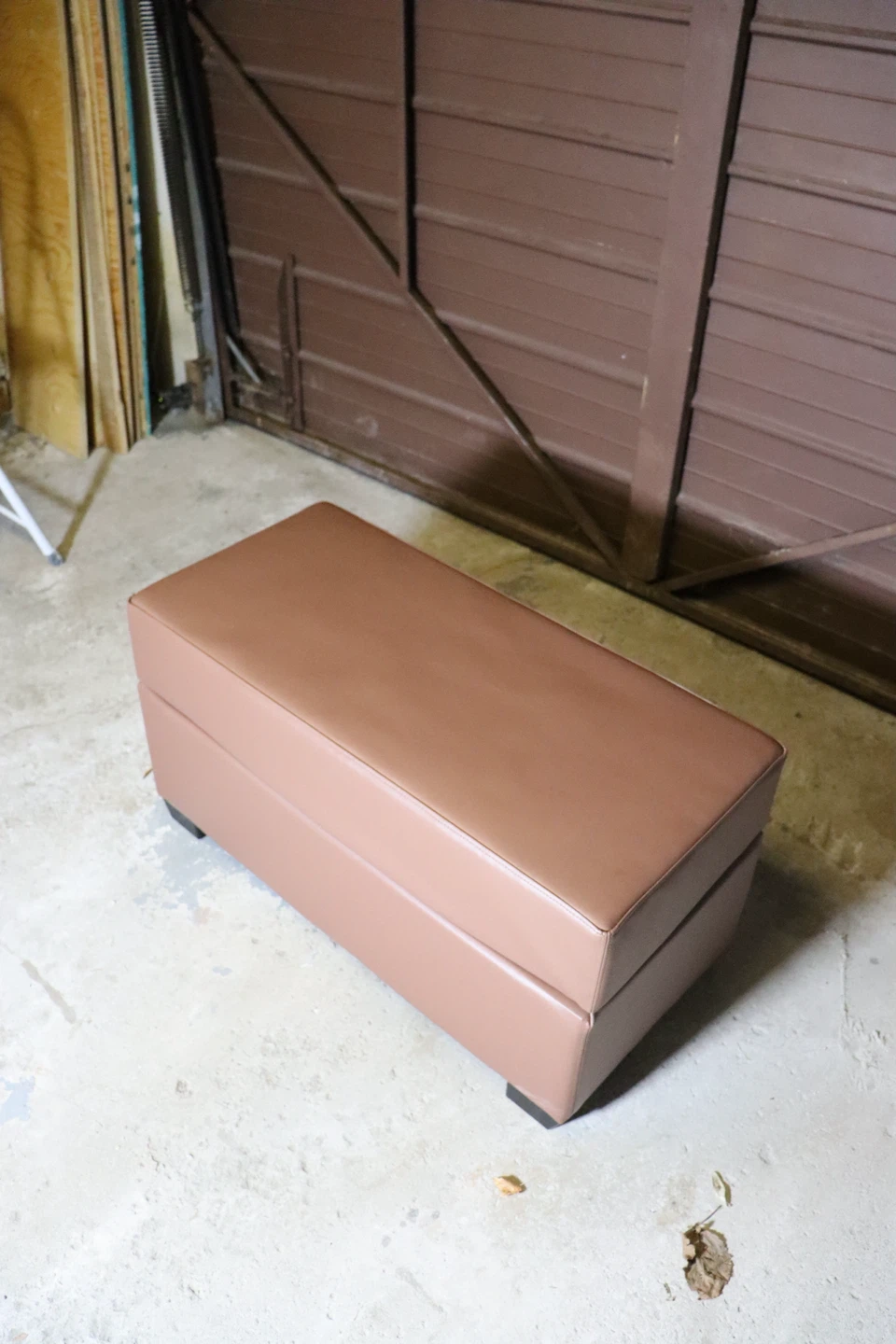 Brown Faux Leather Ottoman