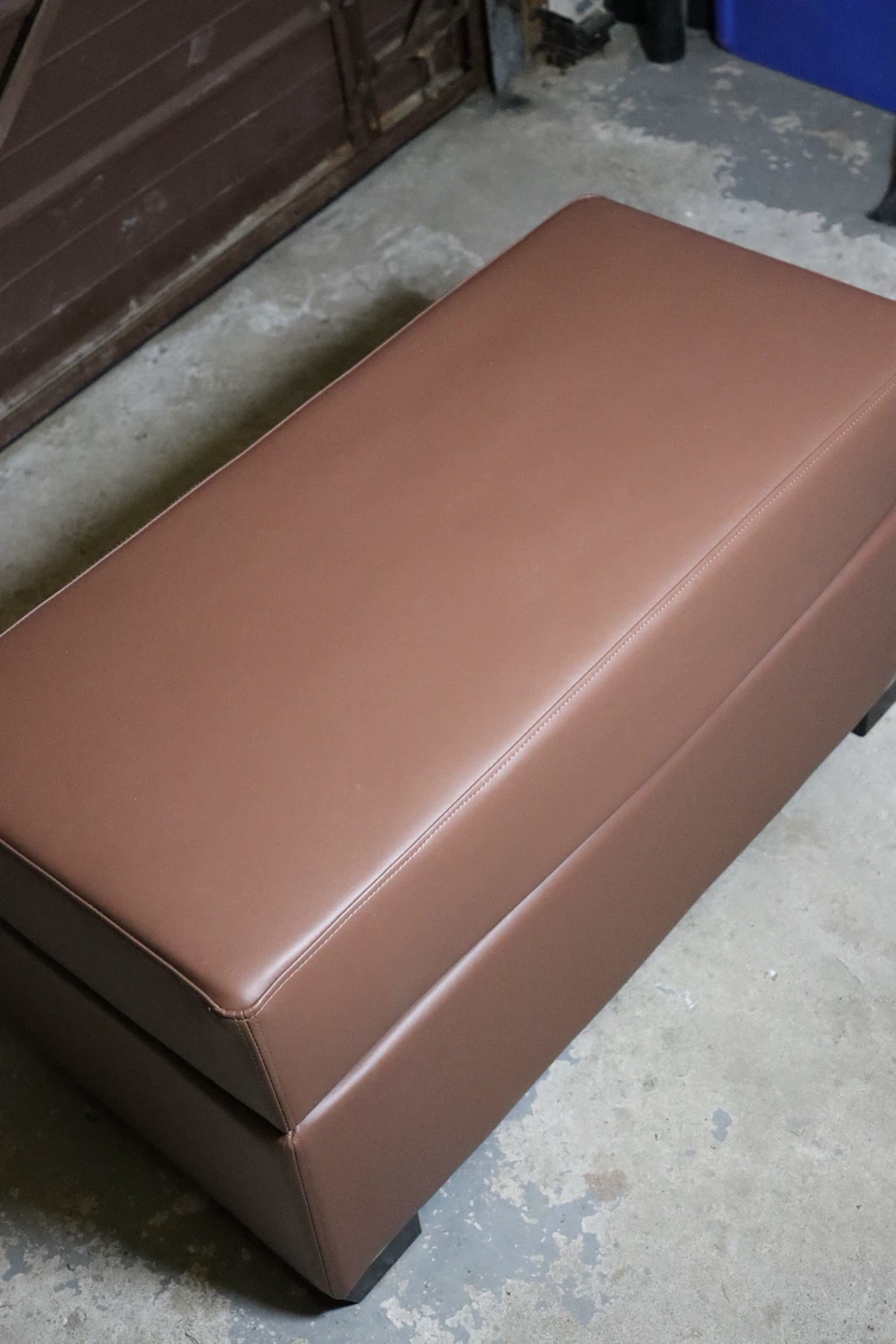 Brown Faux Leather Ottoman - photo 5