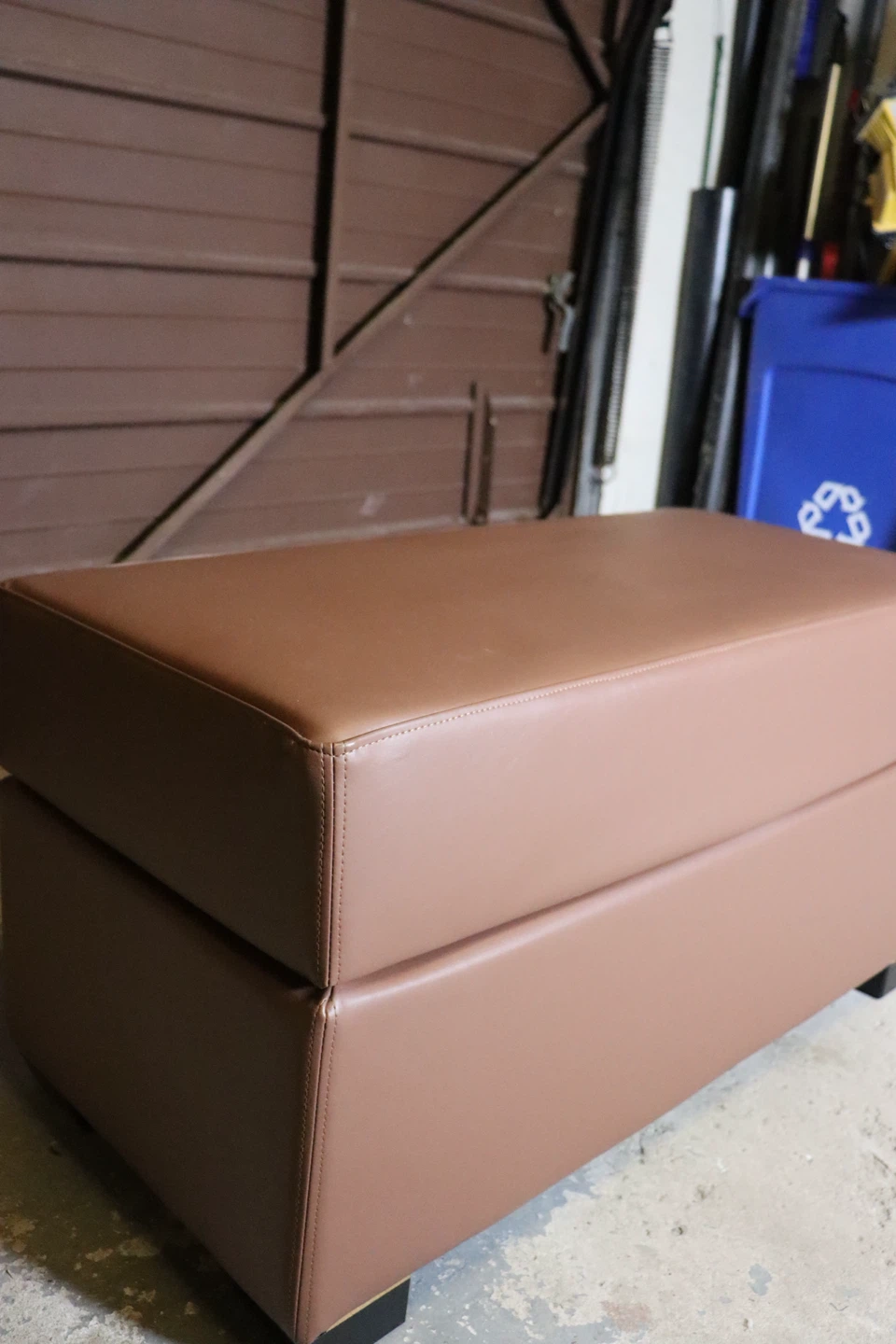 Brown Faux Leather Ottoman - photo 4