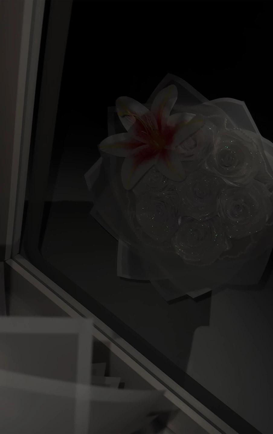 White Rose and Lily Artificial Flower Bouquet