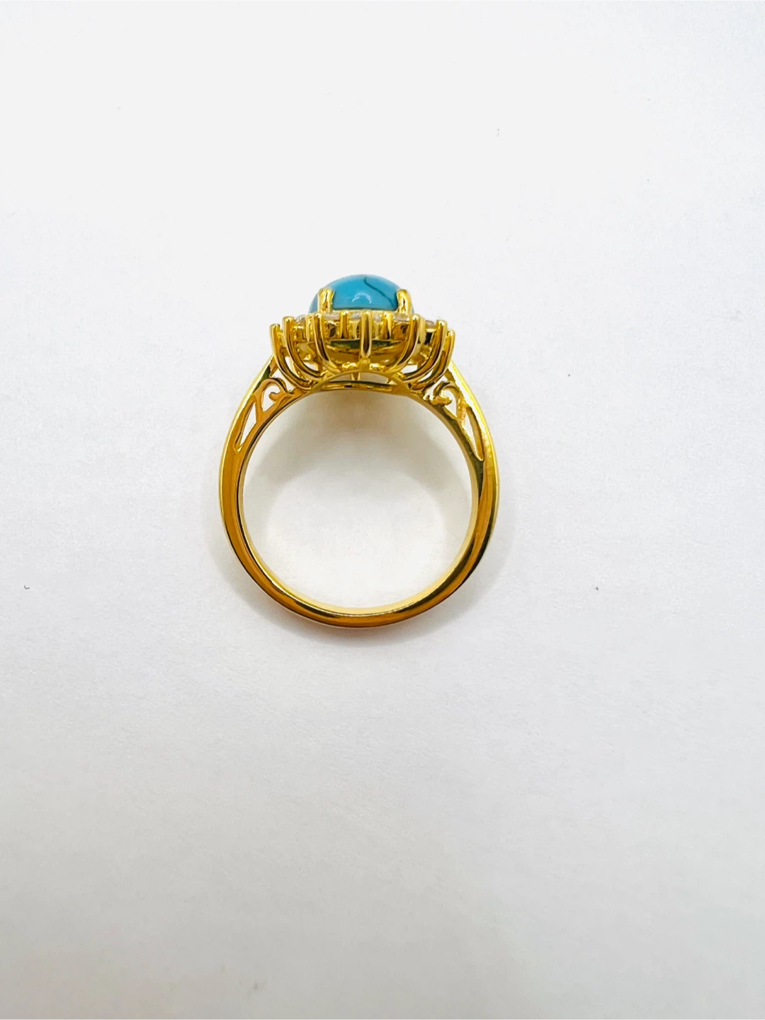 925 Sterling Silver 18 K gold plated  Turquoise Ring - photo 4