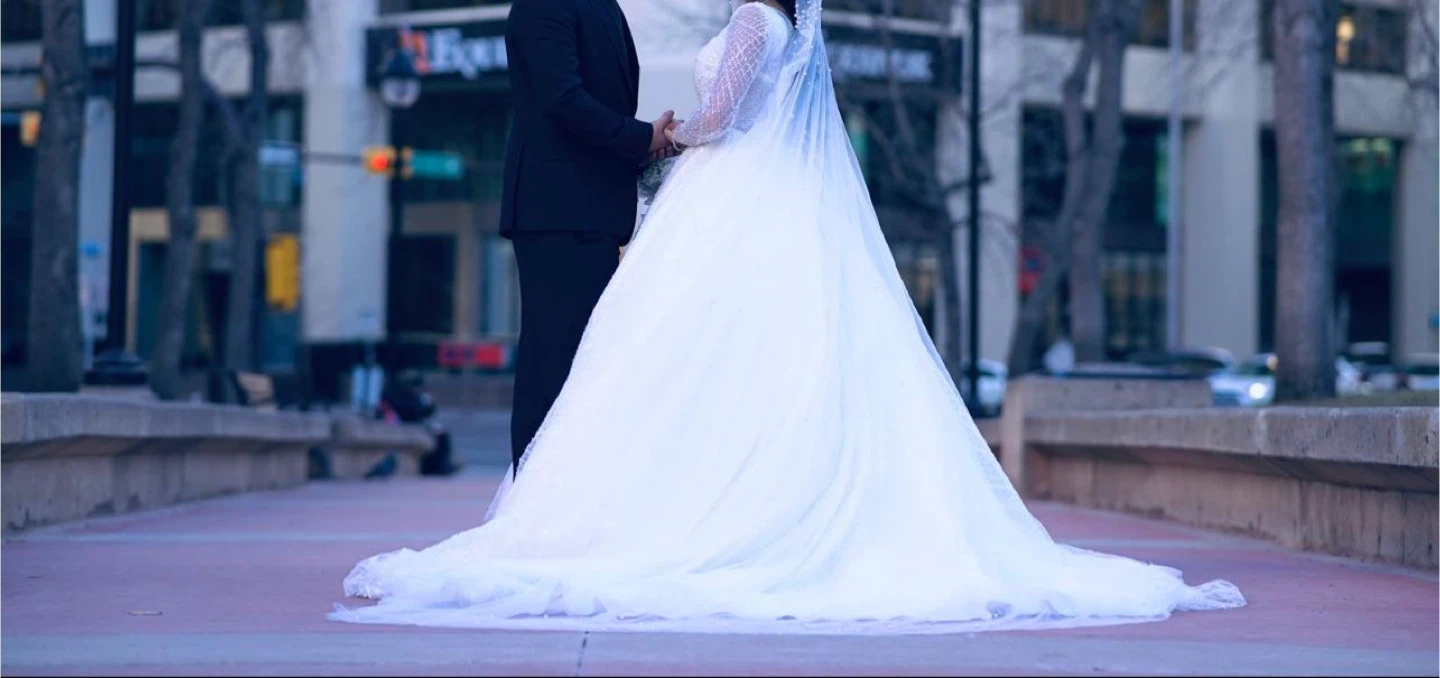 White Wedding Dress with Veil