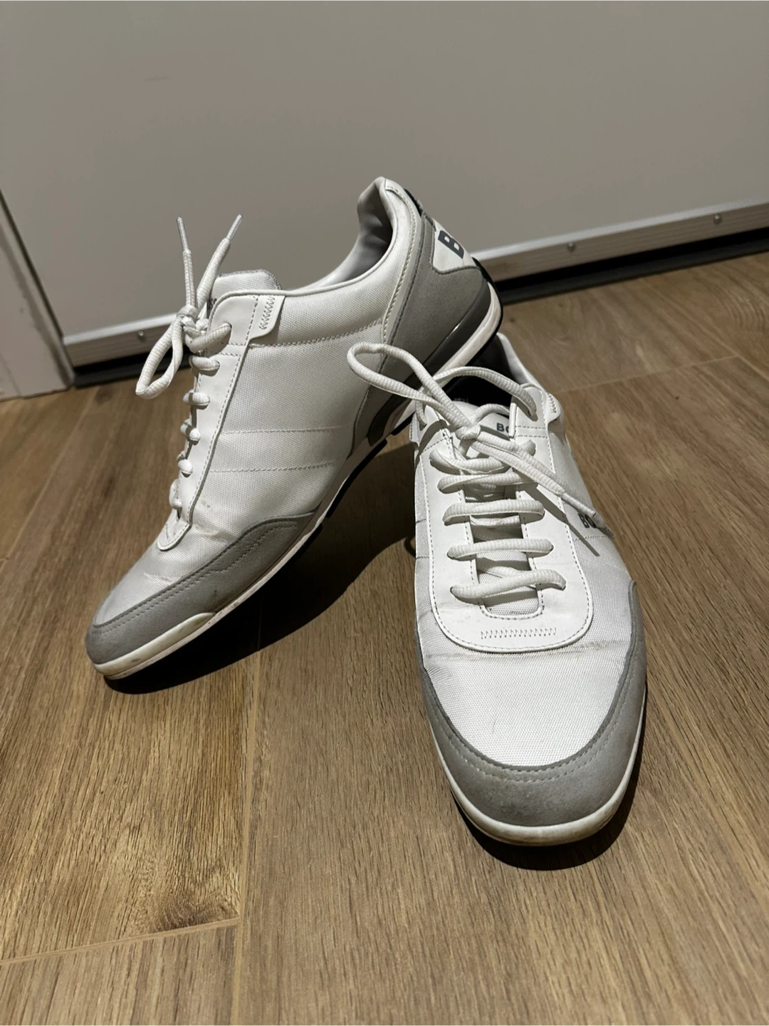 BOSS White & Grey Sneakers - Size 45