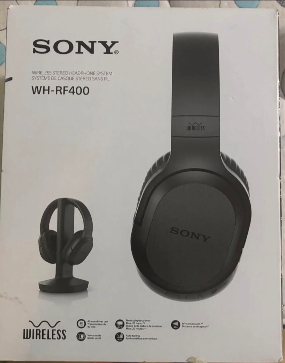 Sony WH-RF400 Wireless Headphones with Stand