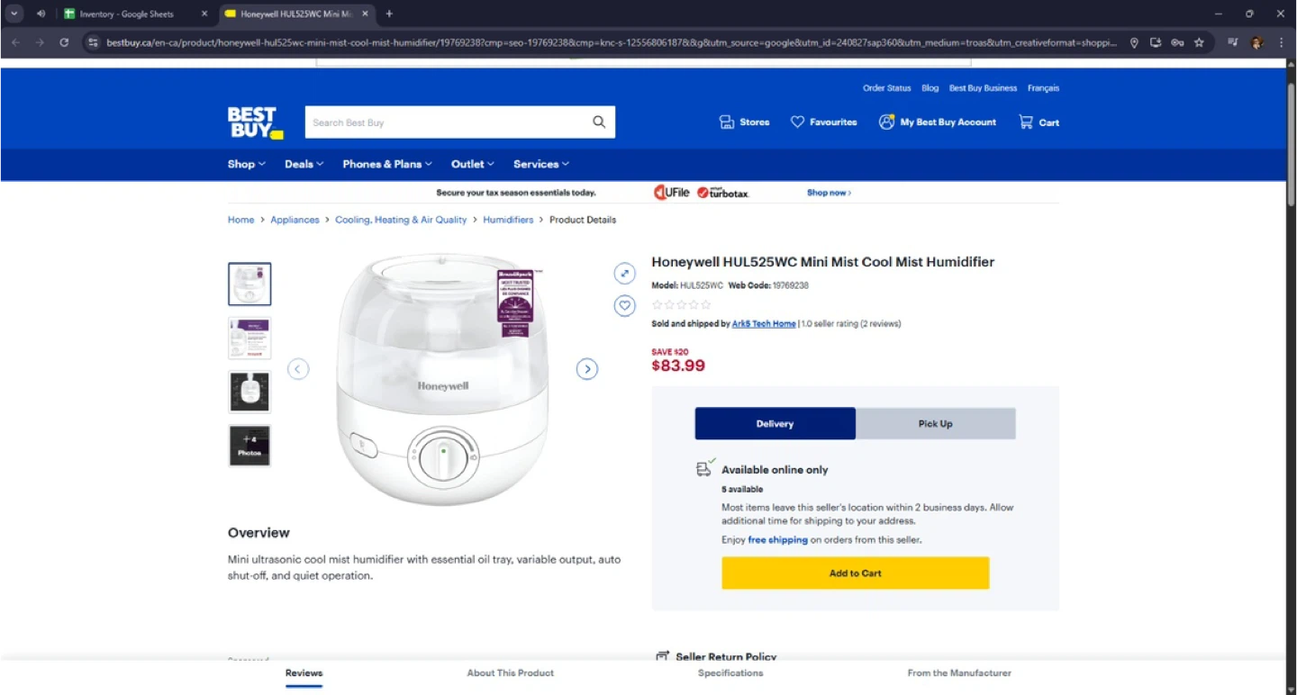 Honeywell HUL525WC Mini Cool Mist Humidifier - photo 2