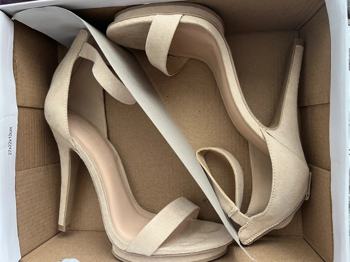 Women's Beige Suede Stiletto Heeled Sandals - photo 3
