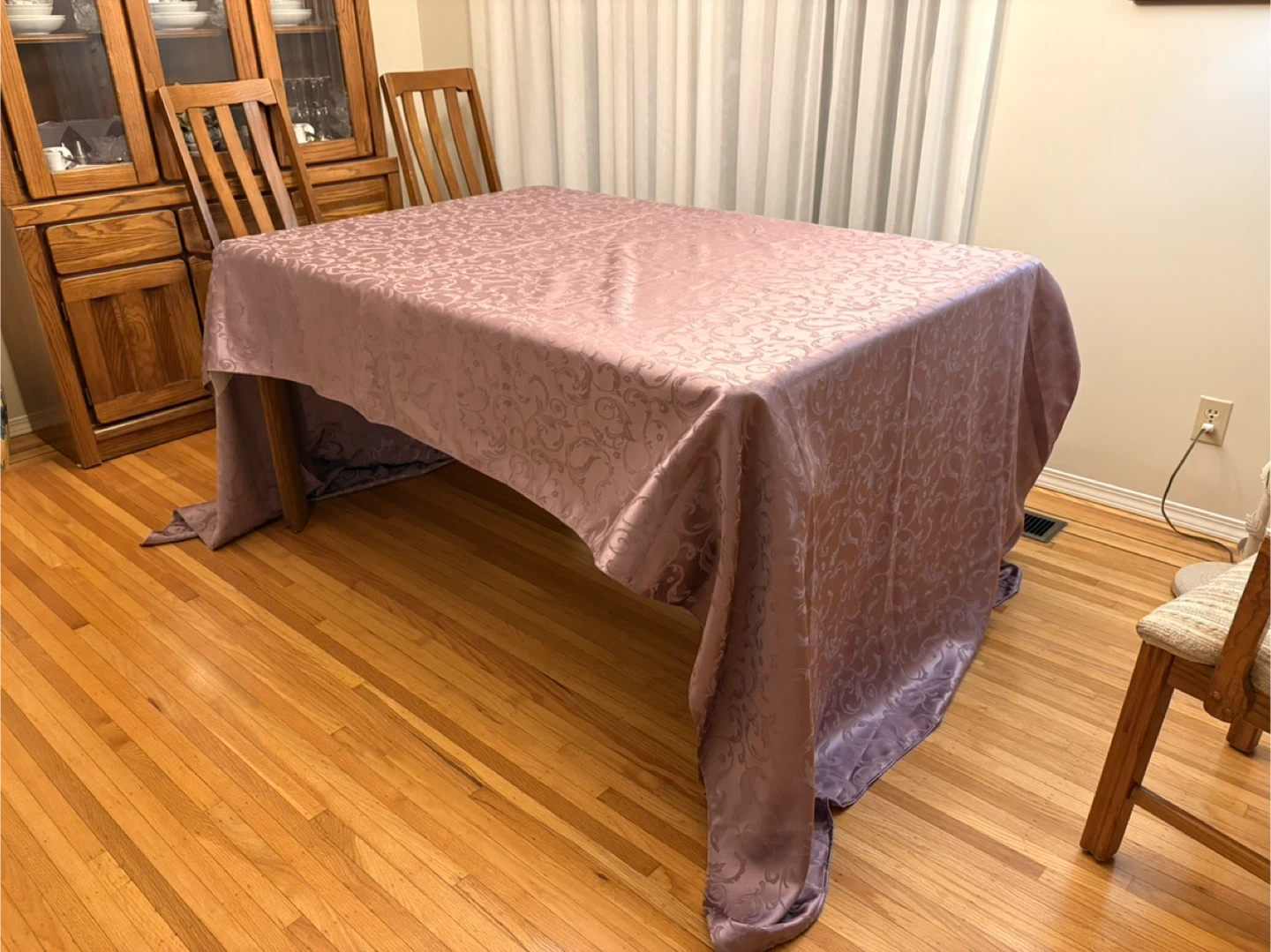 Purple Satin Damask Tablecloth 142" x 60"