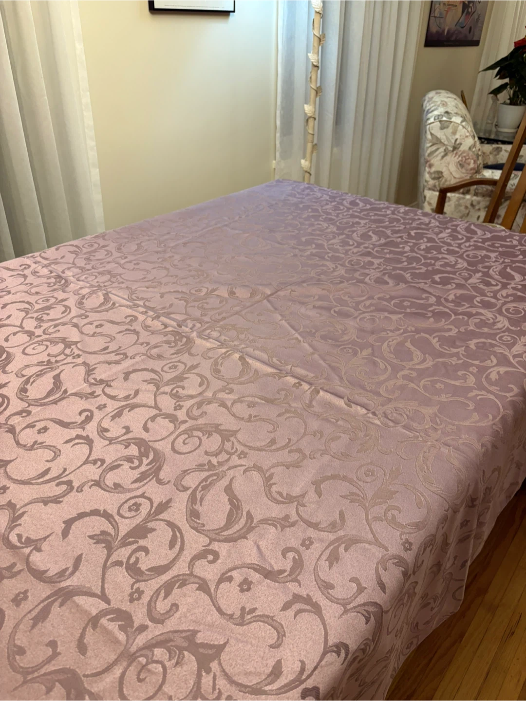 Purple Satin Damask Tablecloth 142" x 60" - photo 2