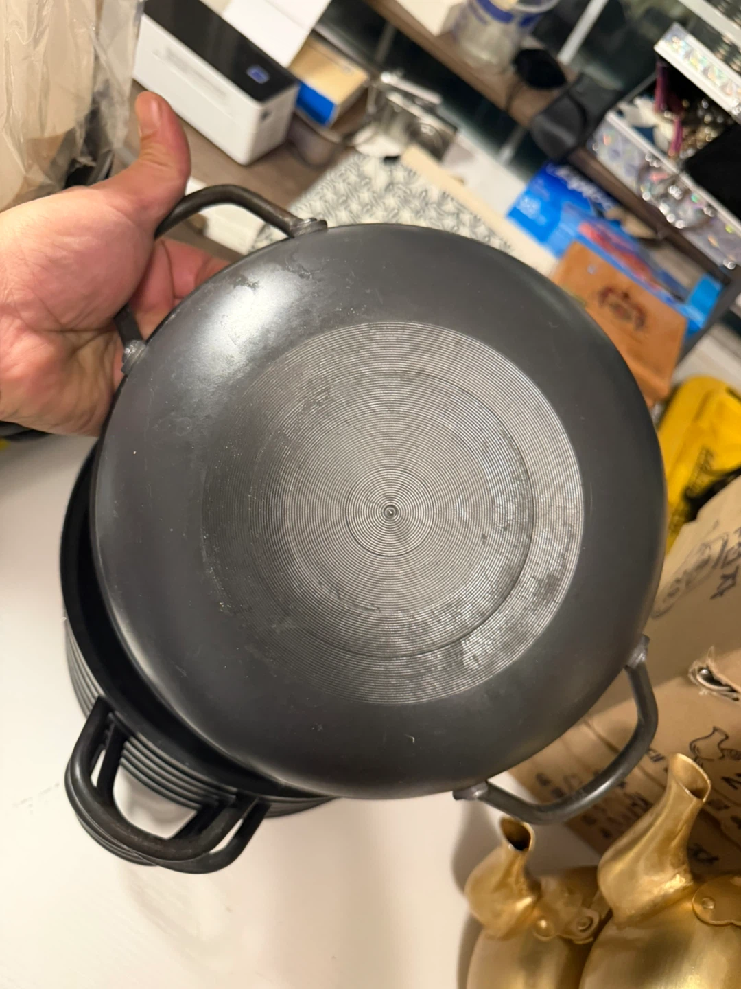 Lot of 7 Black Wok with Handles 10 inches - photo 3