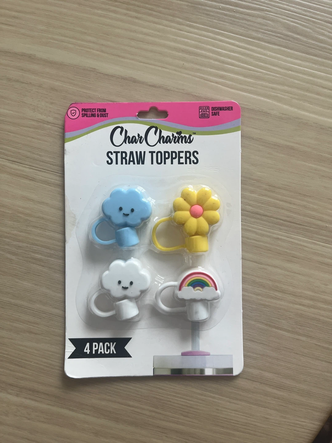 Char Charms Straw Toppers - 4 Pack 🧡