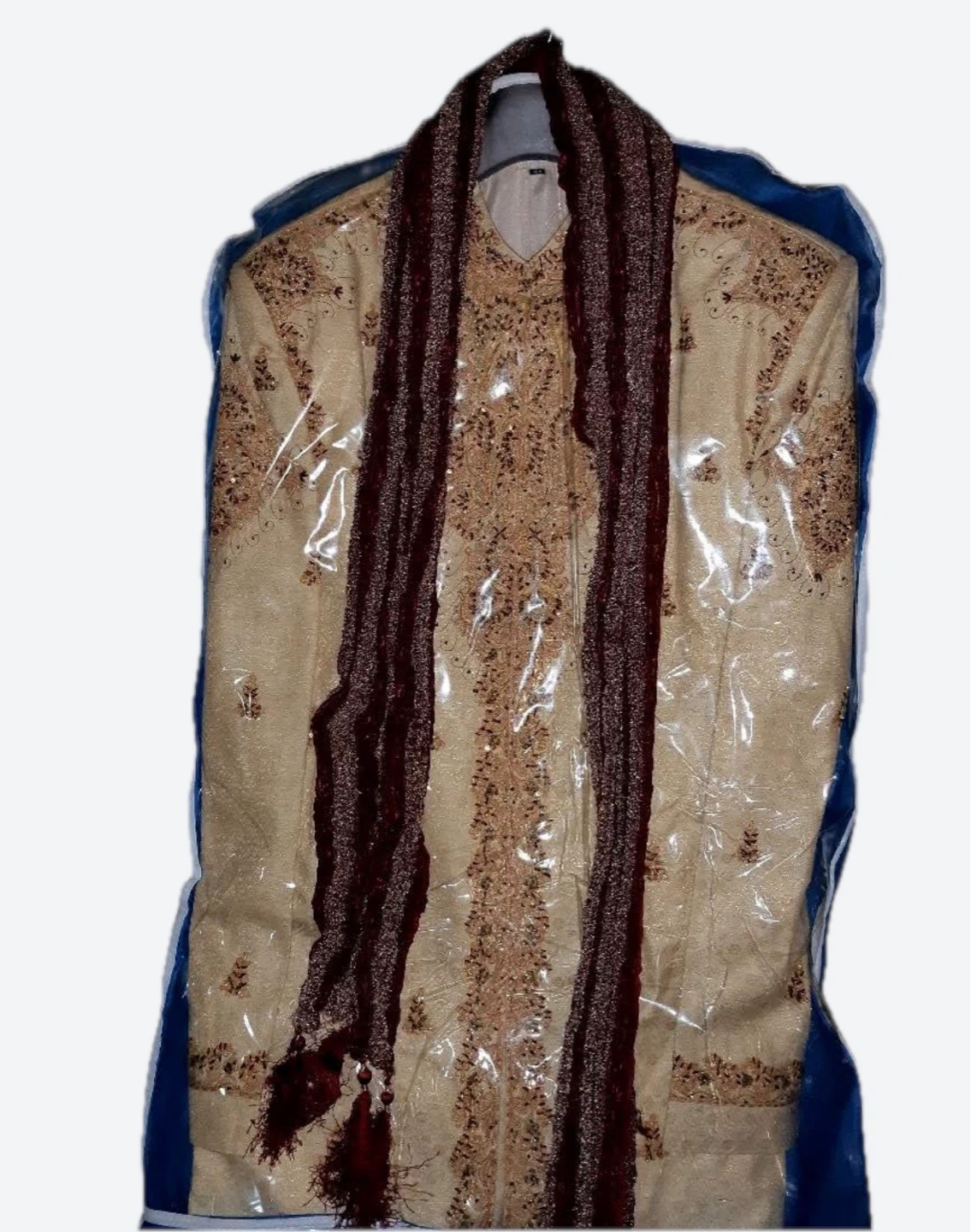 Embroidered Sherwani with Turban and Scarf