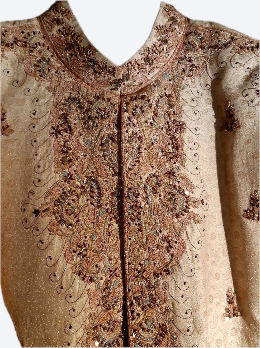 Embroidered Sherwani with Turban and Scarf - photo 2